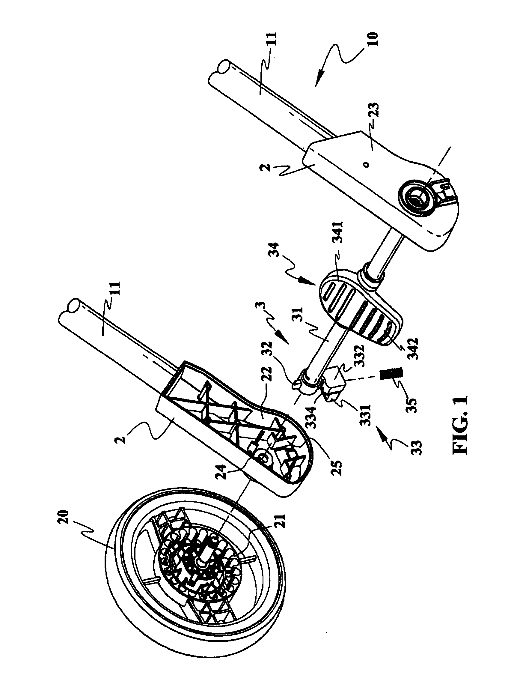 Wheel brake mechanism for a baby stroller