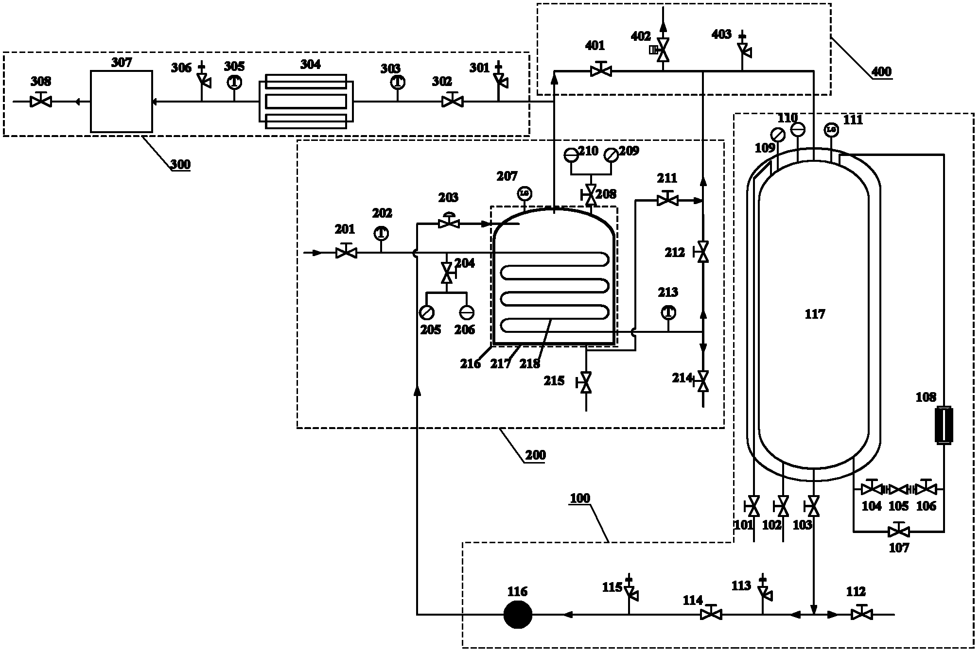 Negative-pressure liquid nitrogen subcooler and method for liquid nitrogen temperature reduction