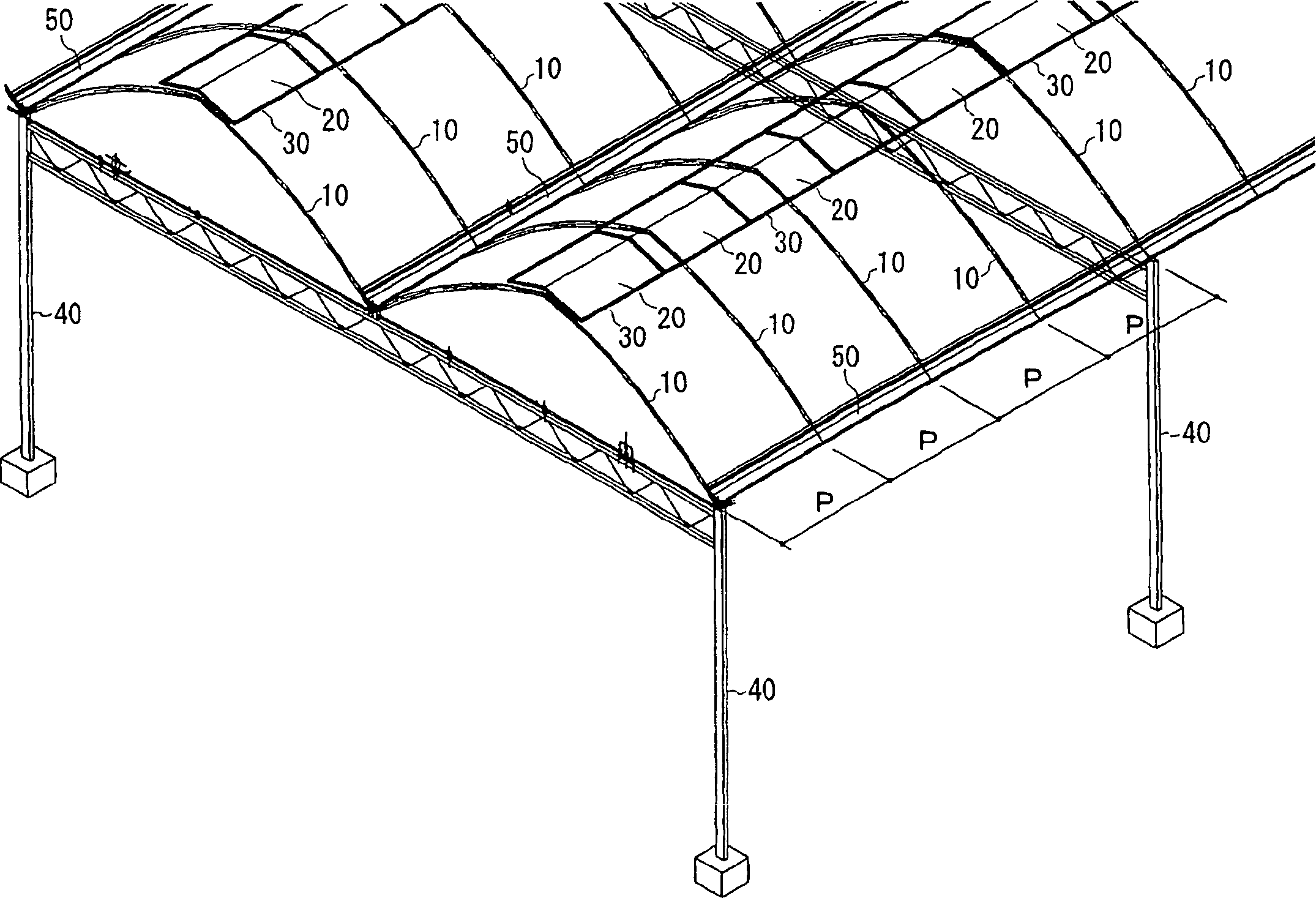 Roof structure for greenhouses