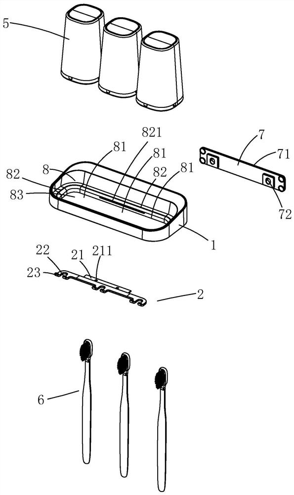 Toothbrush and cup disinfection rack