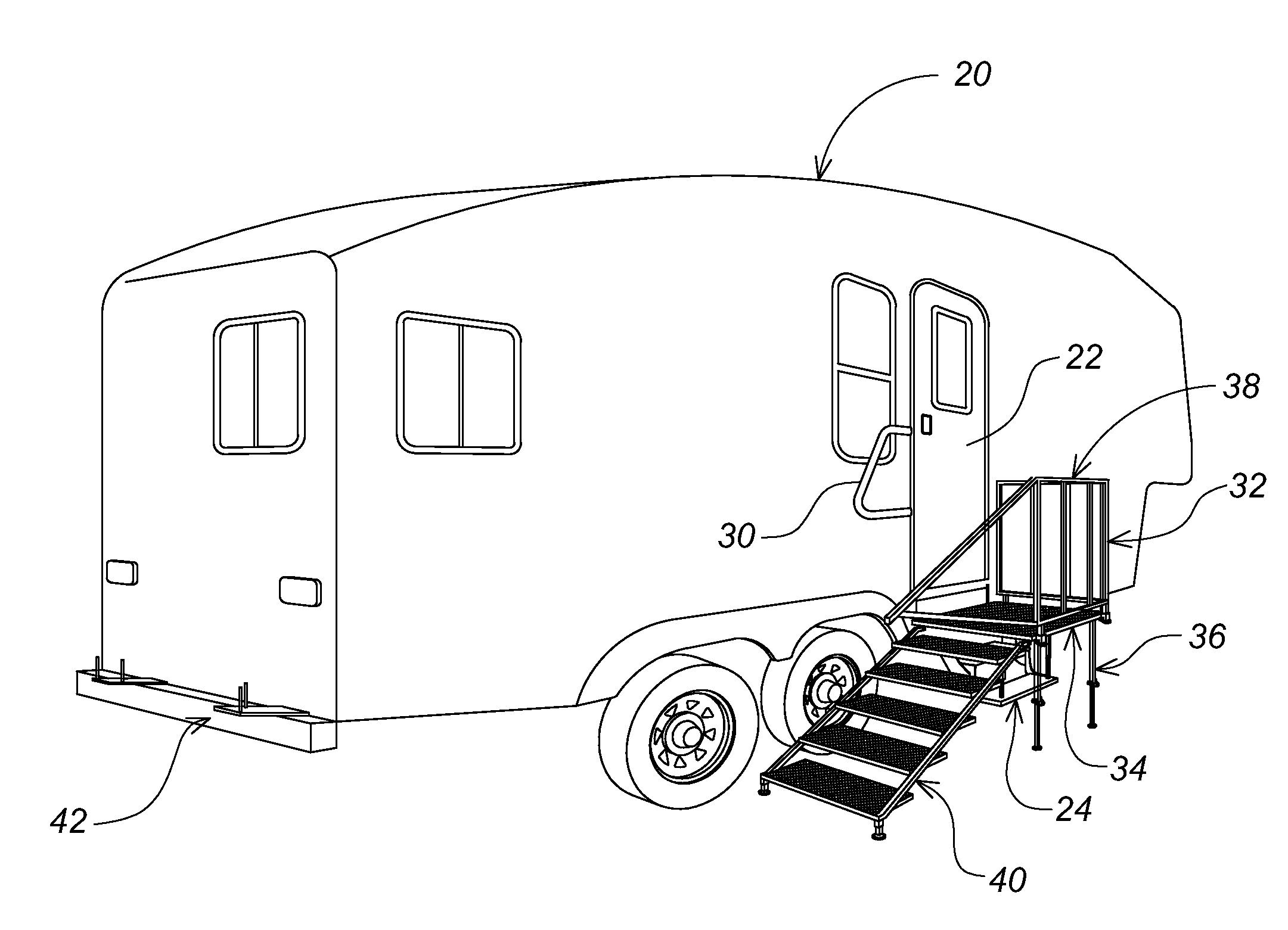 Portable porch with integral stairs