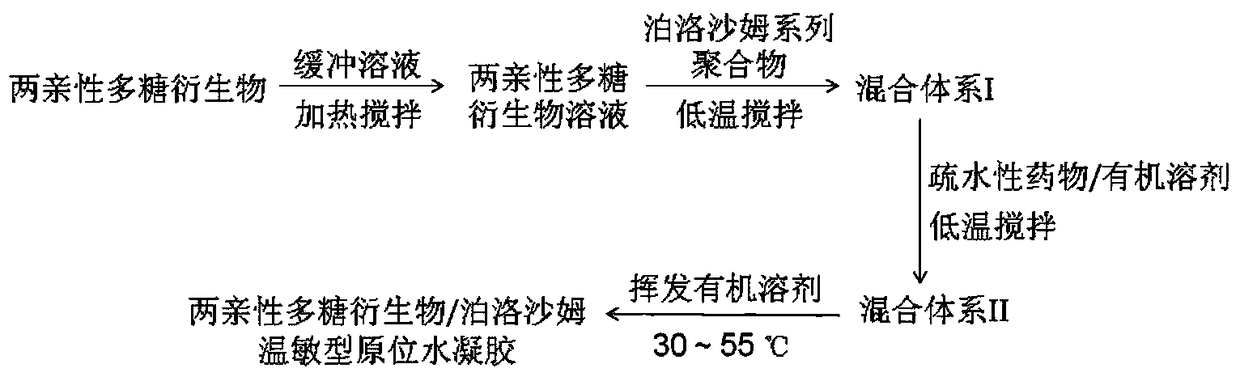 An amphiphilic polysaccharide derivative/poloxamer thermosensitive in-situ hydrogel and its preparation method