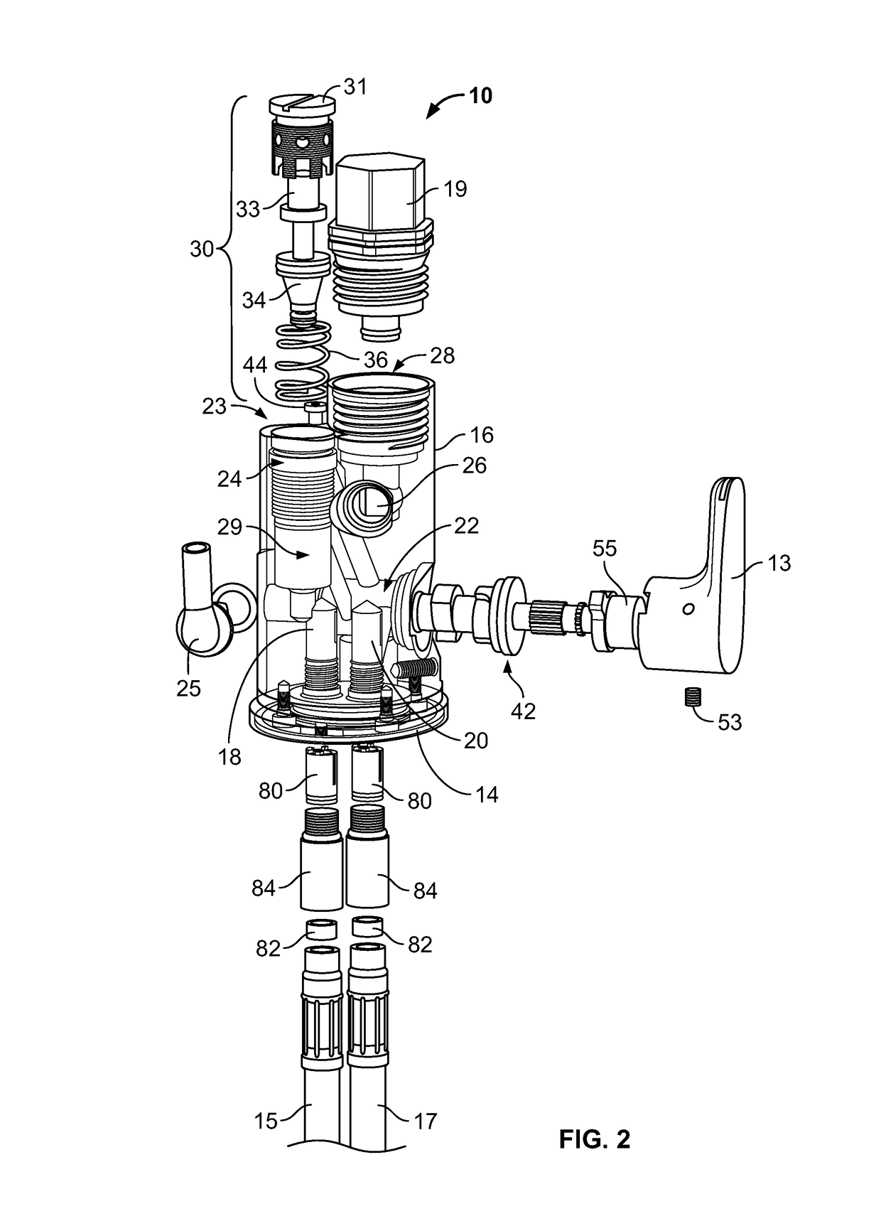 Faucet assembly with integrated anti-scald device