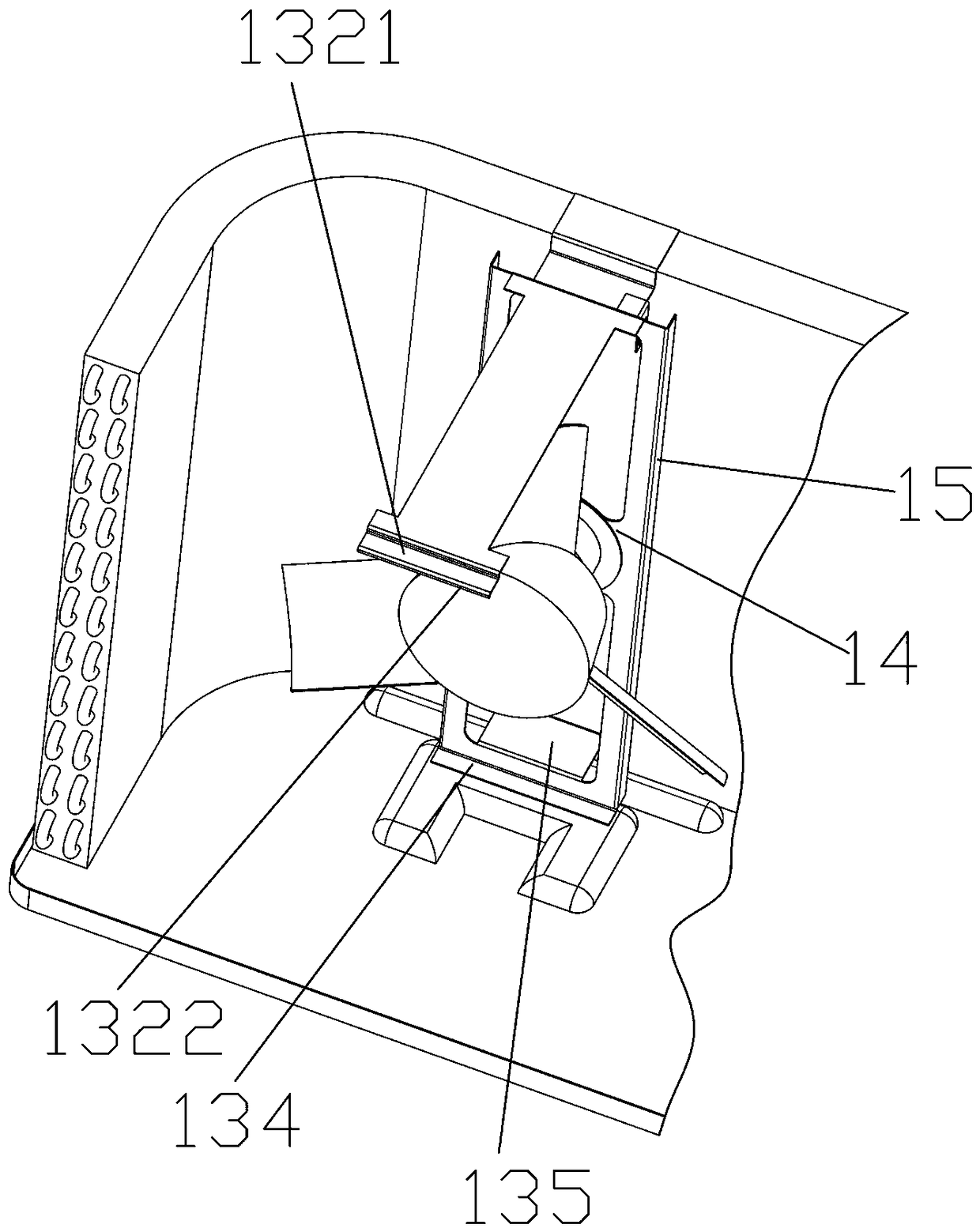 Fan fixing structure in outer machine for conveying refrigerants