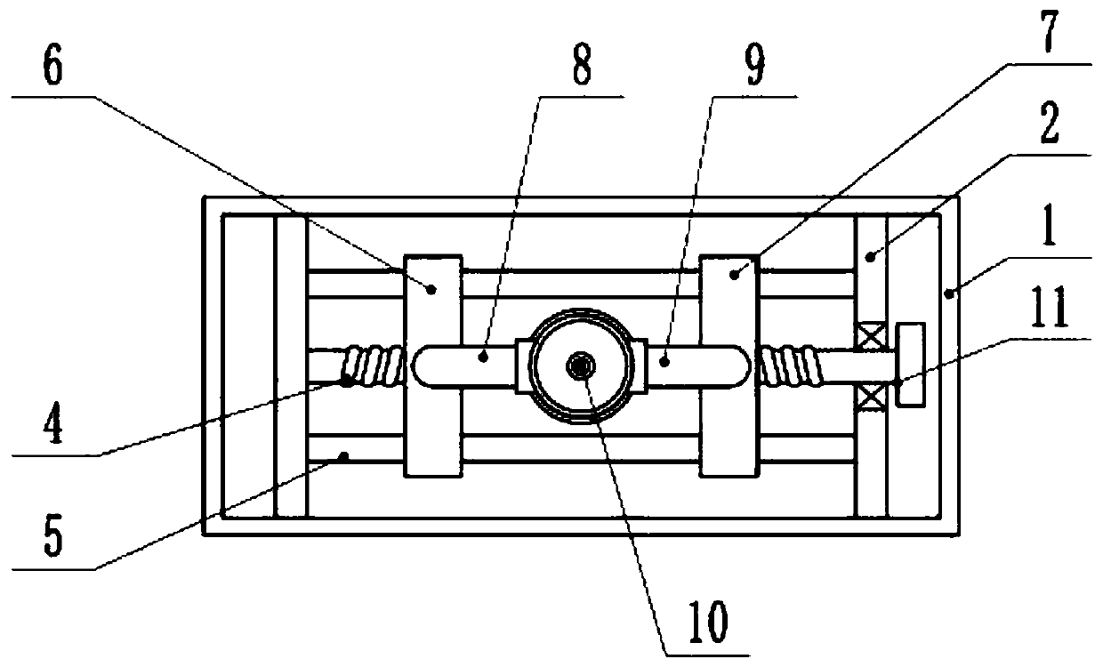 A rack and pinion meshing motor end cover runout measuring device