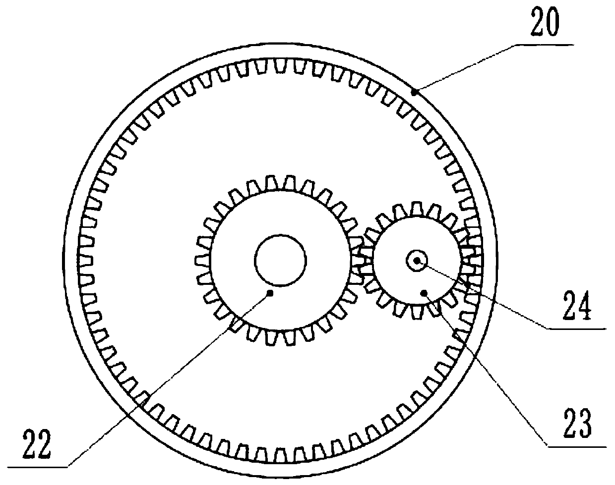 A rack and pinion meshing motor end cover runout measuring device