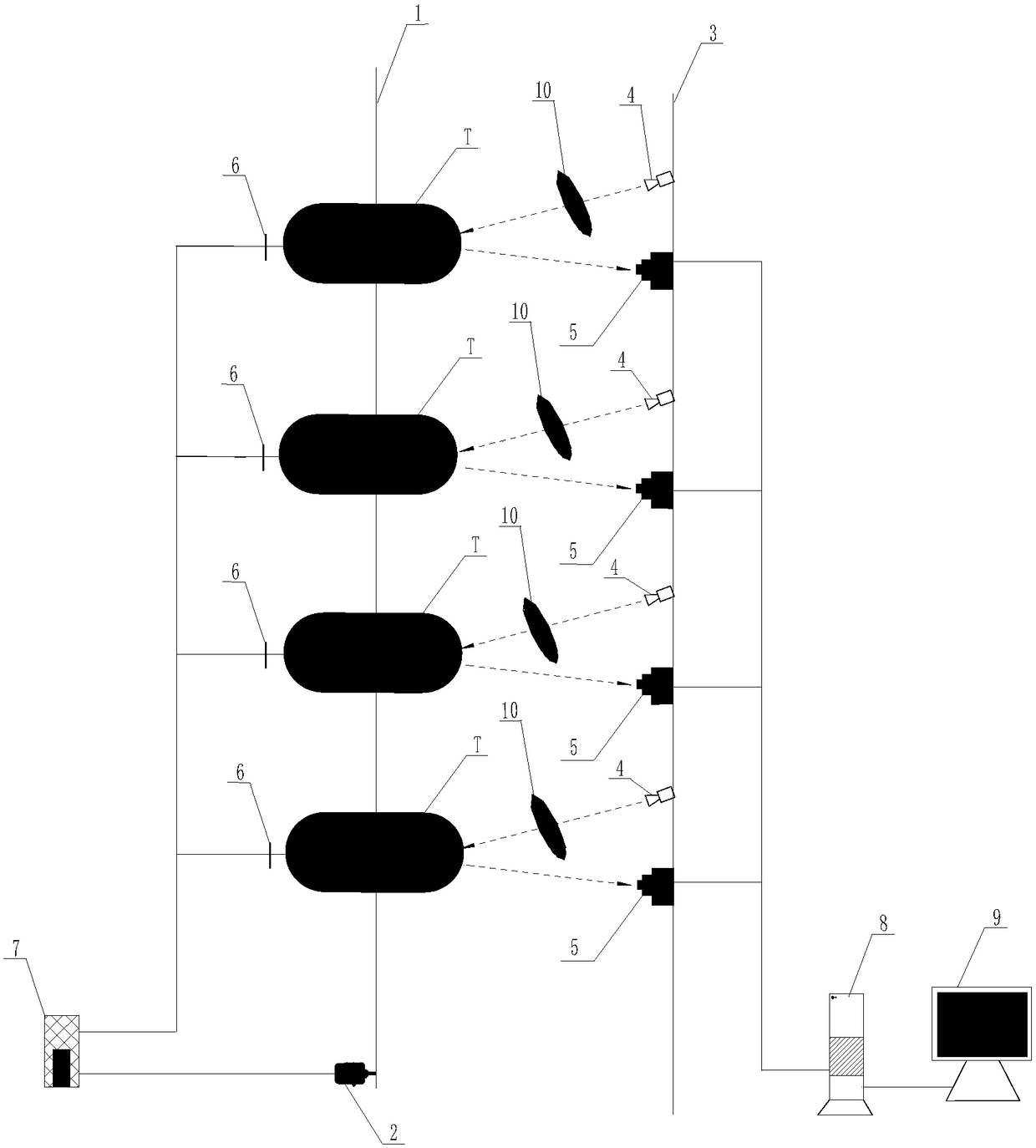 System for simultaneously performing non-destructive laser speckle detection on multiple carrier based plane tires