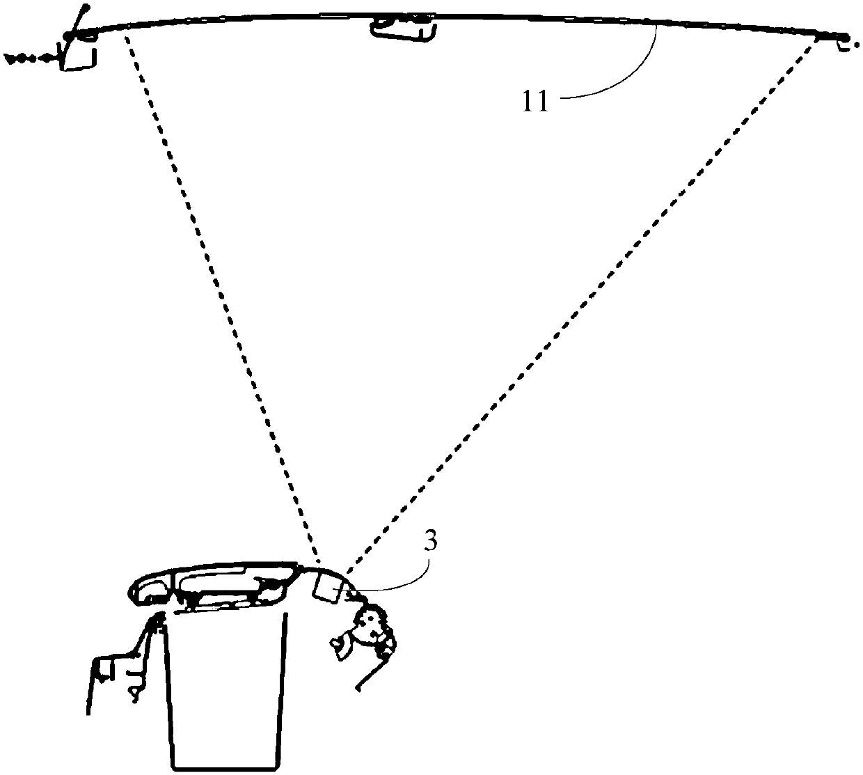 Vehicle skylight projection system, vehicle and projection method