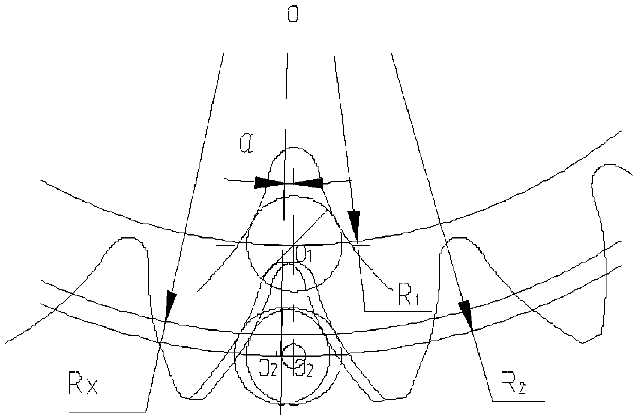 Intermediate shaft spiral gear meshing position degree gauge