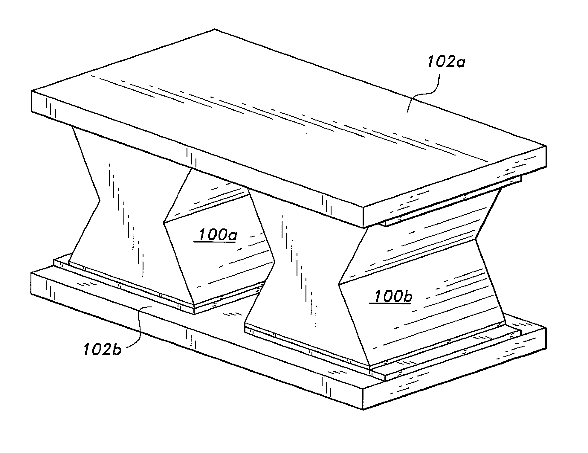 Thermoelectric module with bi-tapered thermoelectric pins