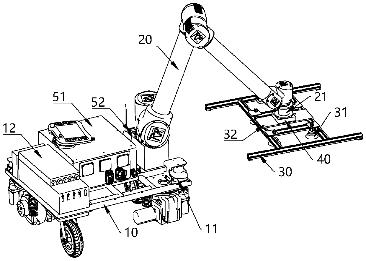 Paving and pasting device, floor tile paving and pasting robot and floor tile paving and pasting method