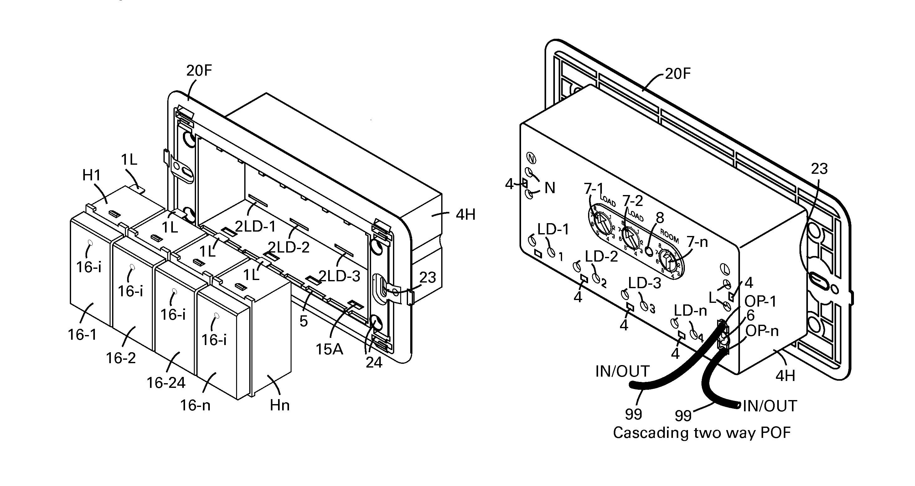 Intelligent support box for electric hybrid switches, power outlets and combinations thereof