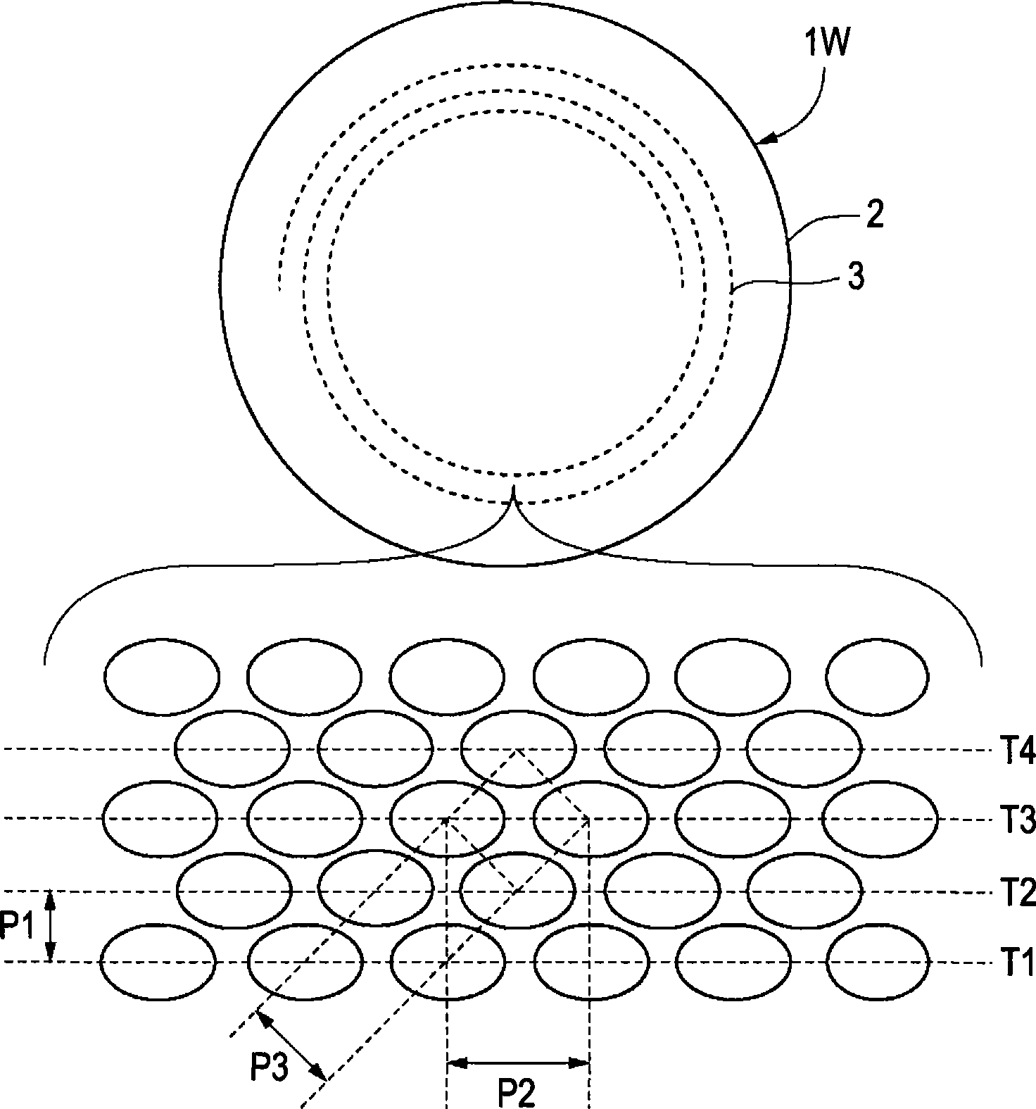 Optical element, method for producing same, replica substrate configured to form optical element, and method for producing replica substrate
