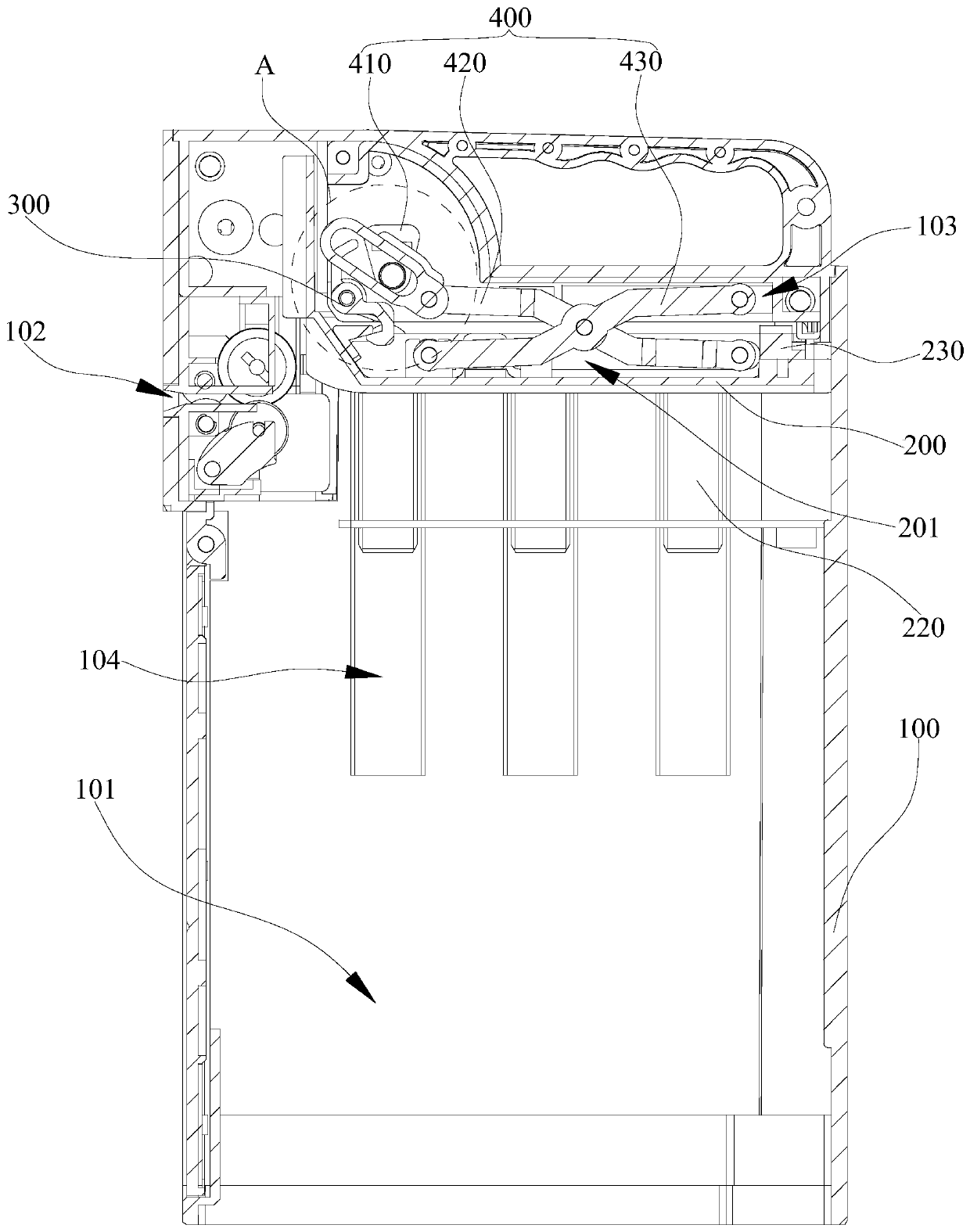 Banknote pressing device and coin box