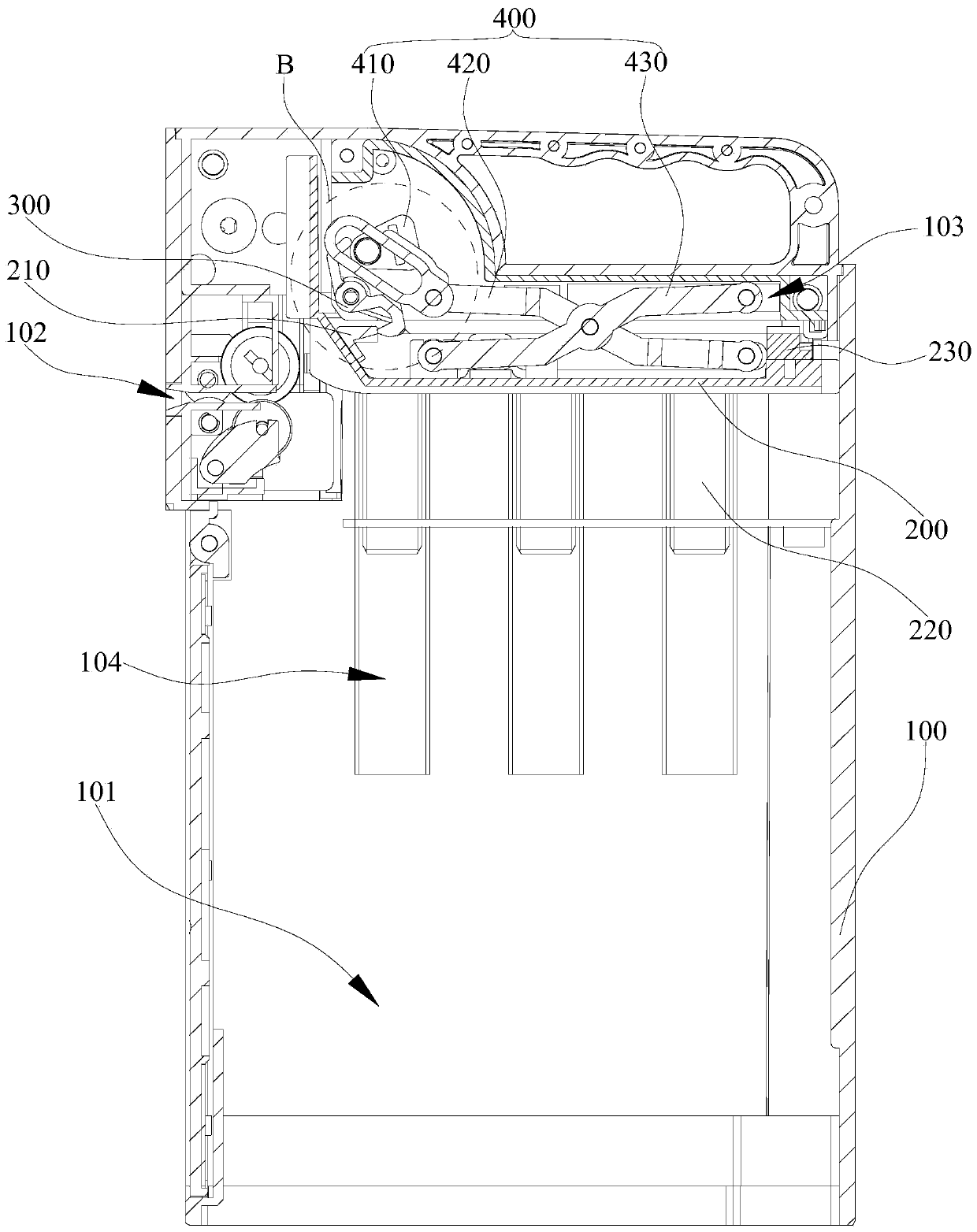 Banknote pressing device and coin box