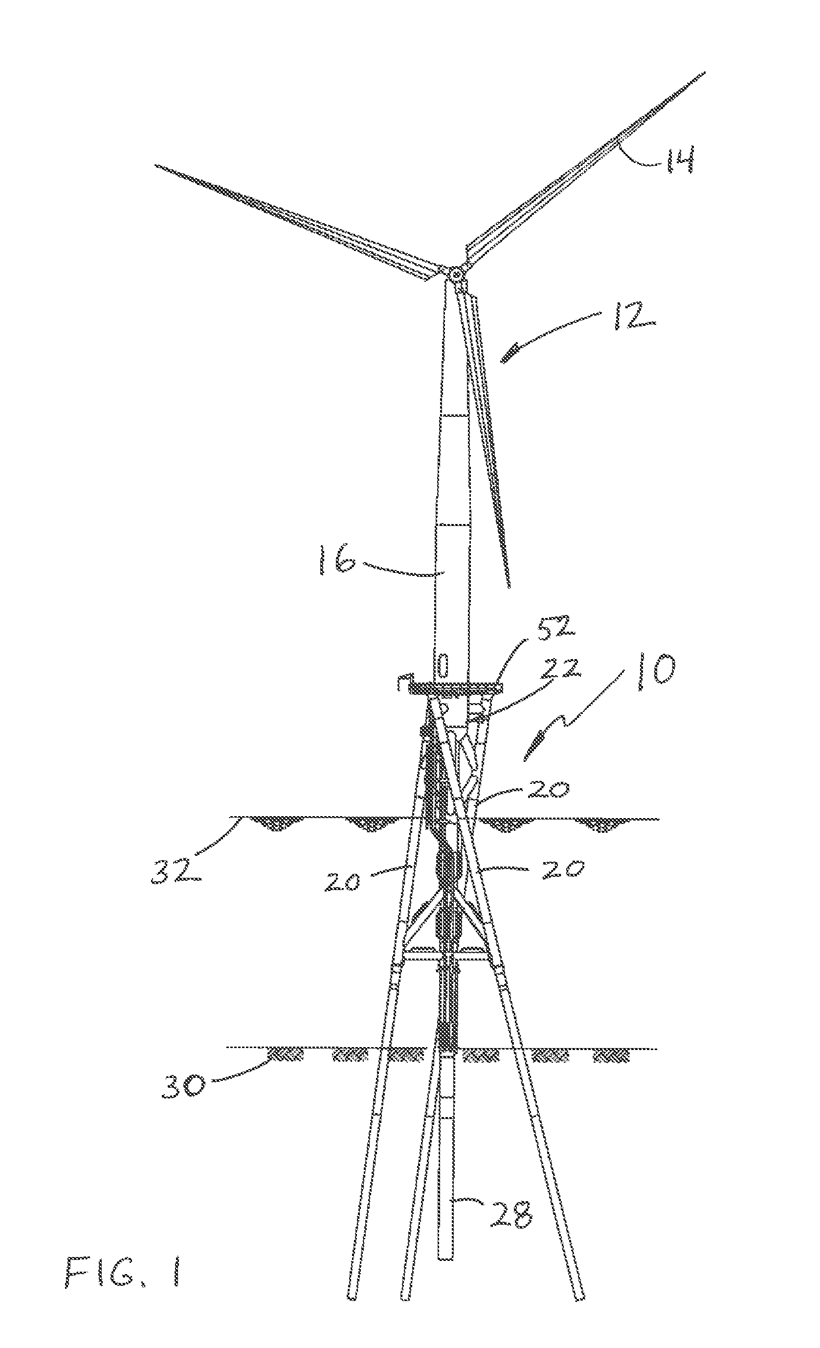 Offshore support structure and associated method of installing