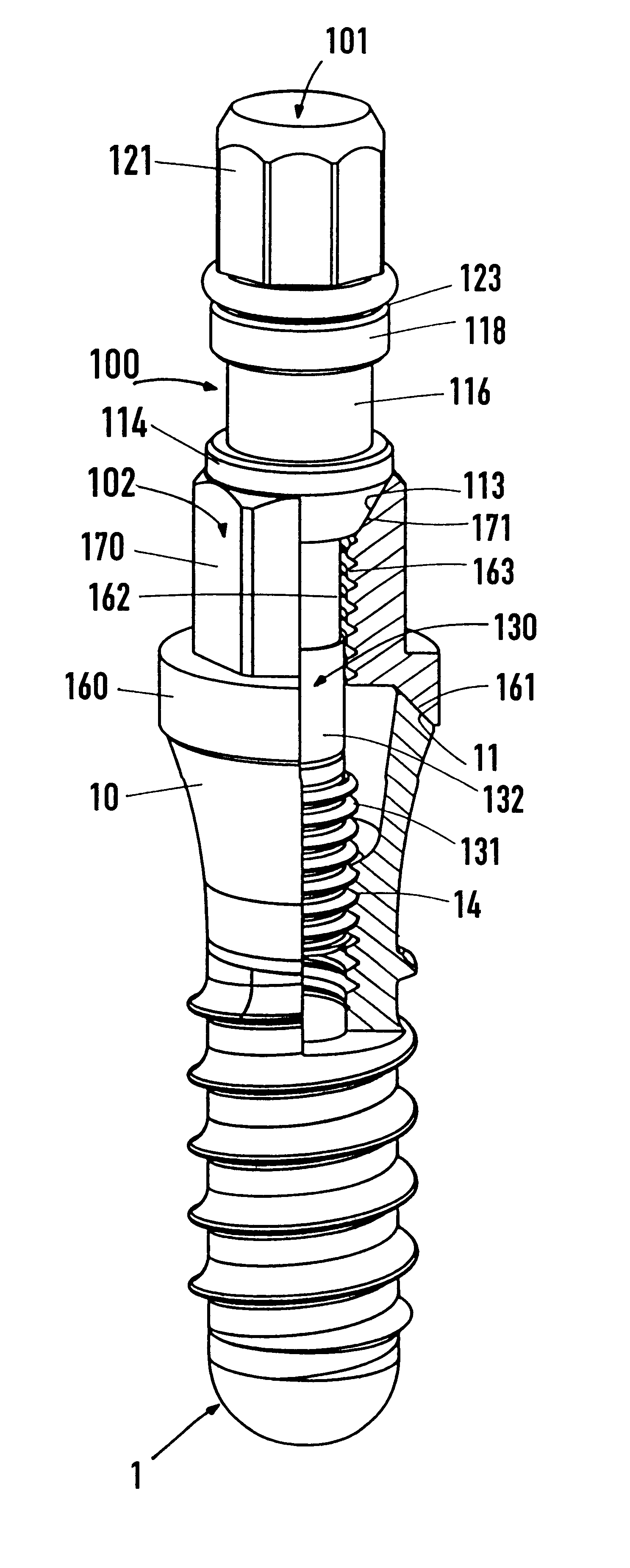 Retaining element for an implant and ampoule for preserving said implant