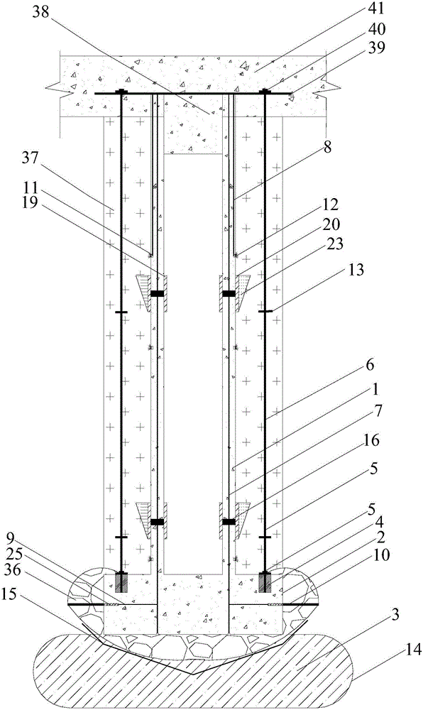 Vertical reinforcing rib reinforced bag grouting pile and construction method