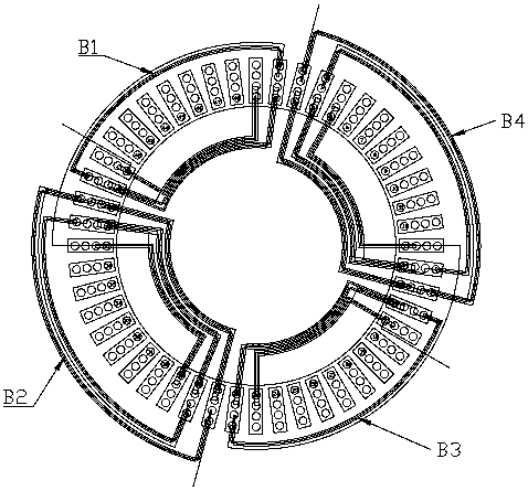 Winding stator with four winding layers for three-phase AC induction motor