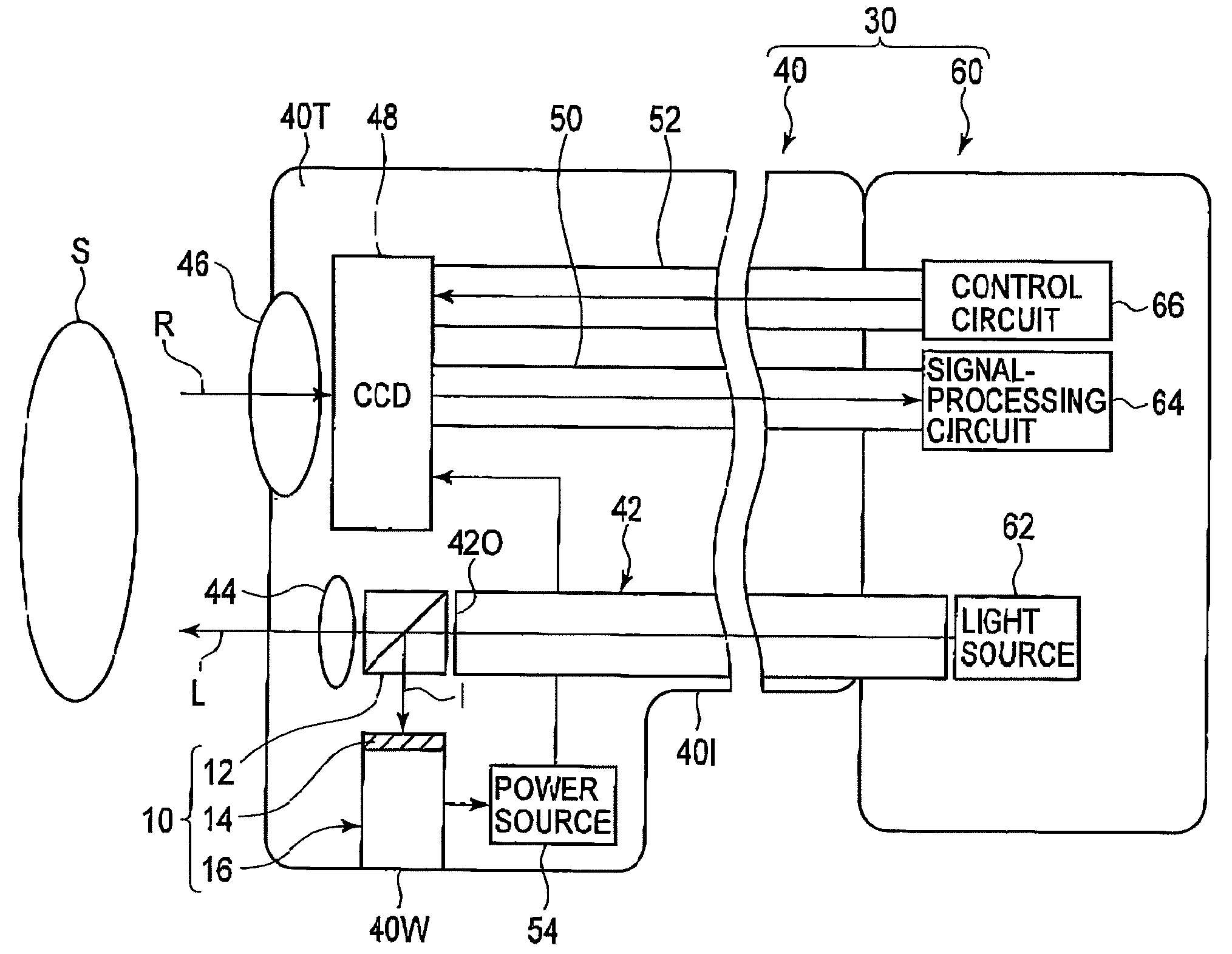 Electrical power supply device for endoscope and endoscope