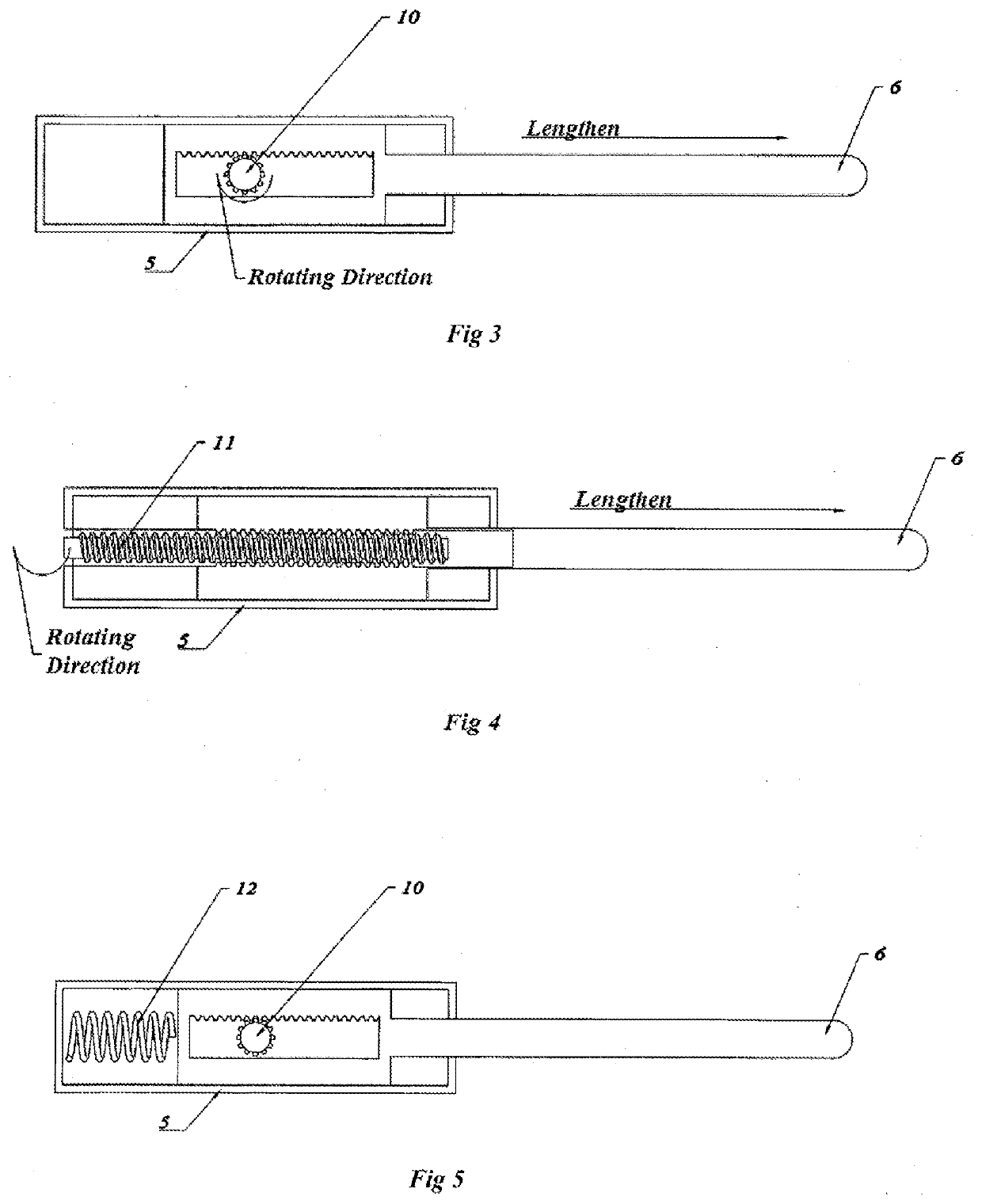 Moving apparatus based on bearing points created by end of lever arms with changeable length