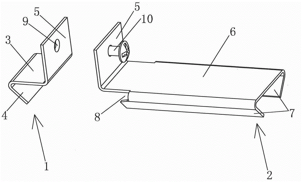 Auxiliary keel installing support, installing structure between auxiliary keels and method