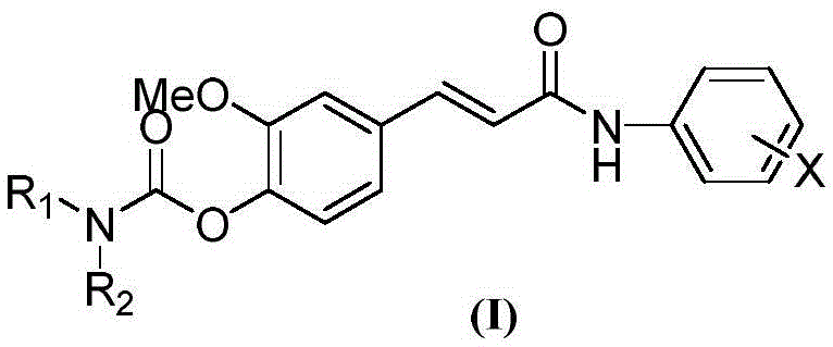 4-carbamate-3-methoxy cinnamate benzamide compound as well as preparation method and use thereof