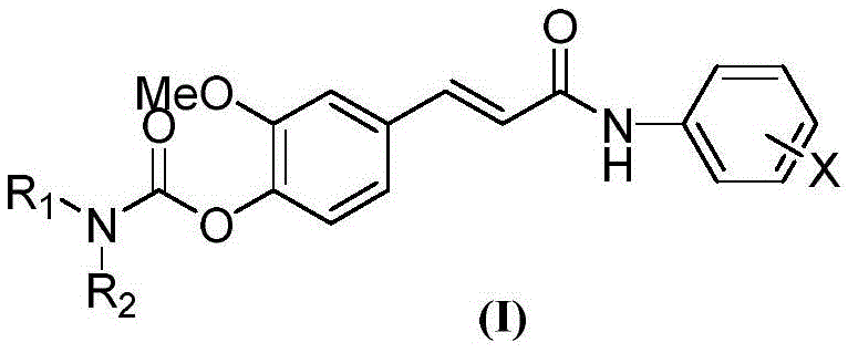 4-carbamate-3-methoxy cinnamate benzamide compound as well as preparation method and use thereof