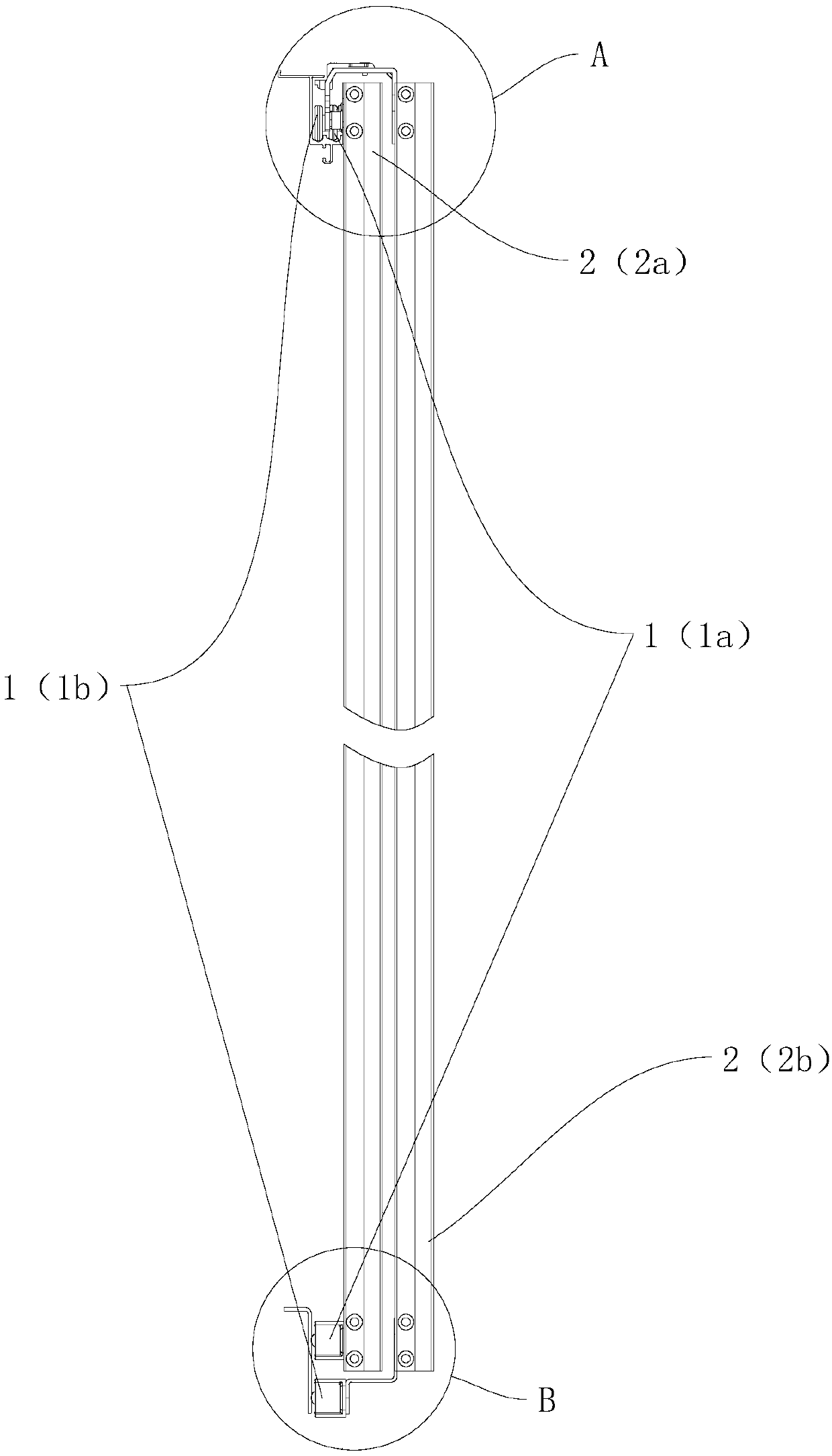 Sliding door connecting structure, sliding door assembly and door cabinet device