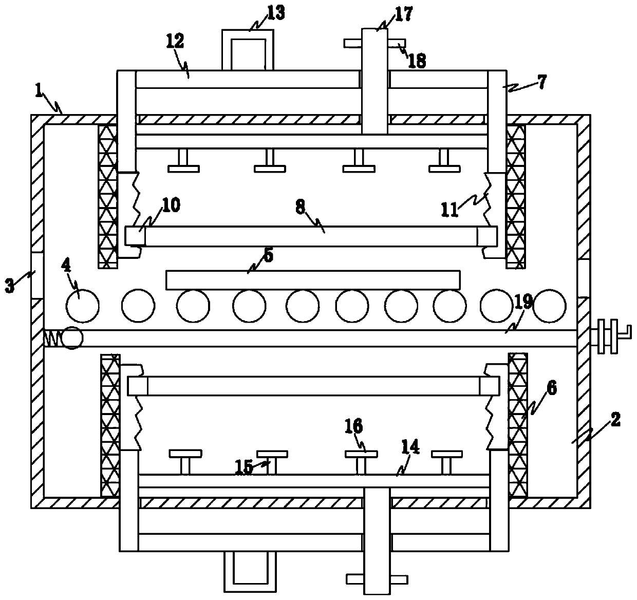 A glass tempering furnace