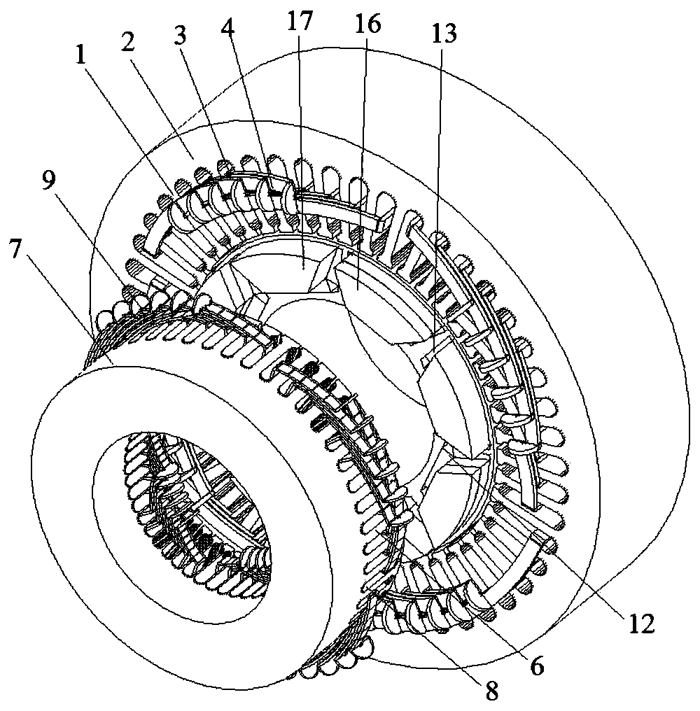 Multi-stator parallel pole type six-phase permanent magnet synchronous drive motor, application and method thereof