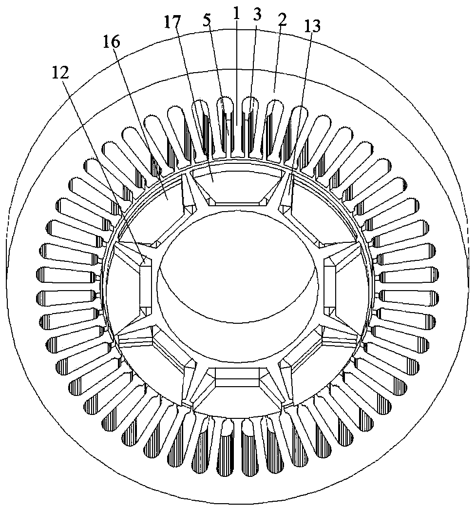 Multi-stator parallel pole type six-phase permanent magnet synchronous drive motor, application and method thereof