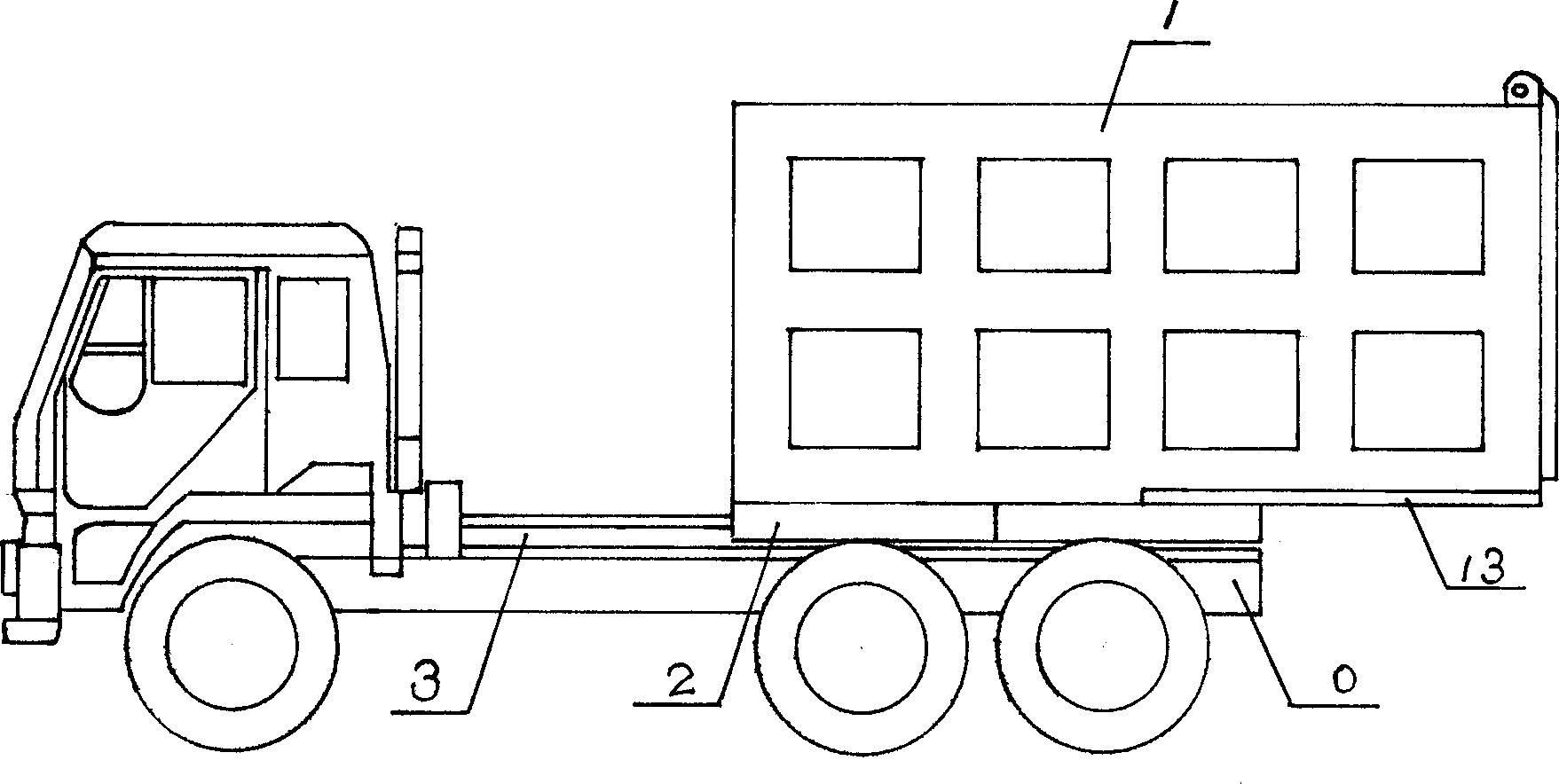 Compartment, push-pedal back-push tipping truck