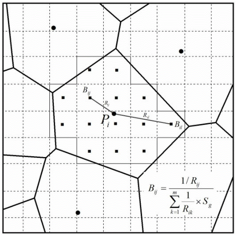 Voronoi and inverse distance weighting combined density map drawing method