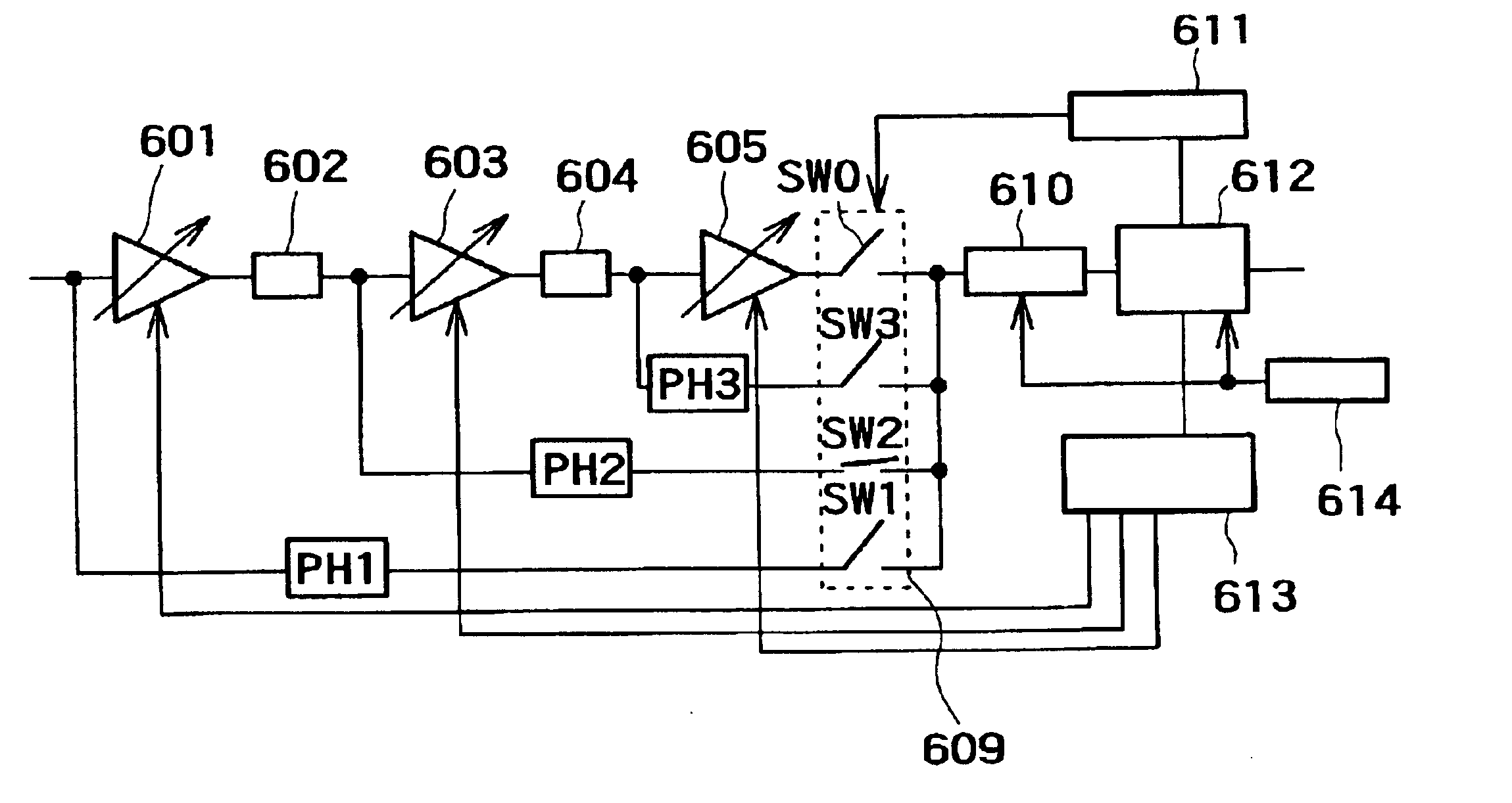 Gain-control method and device for cascaded amplifiers