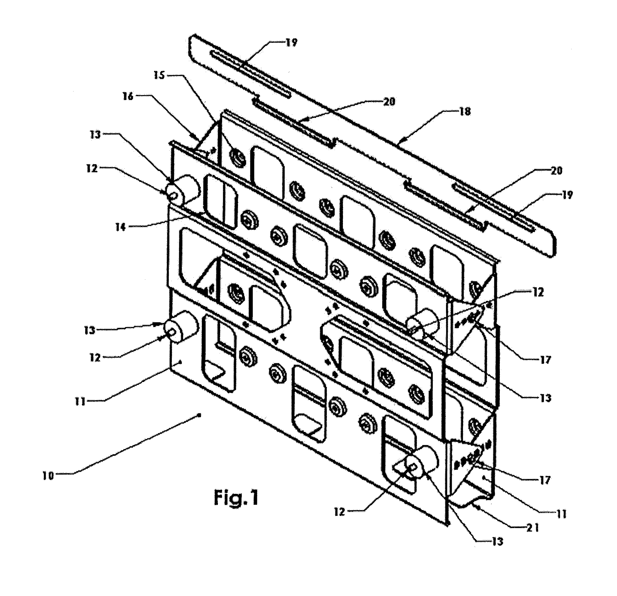 Method and device for wall mounting flat panel monitor and storing associated audio/video components