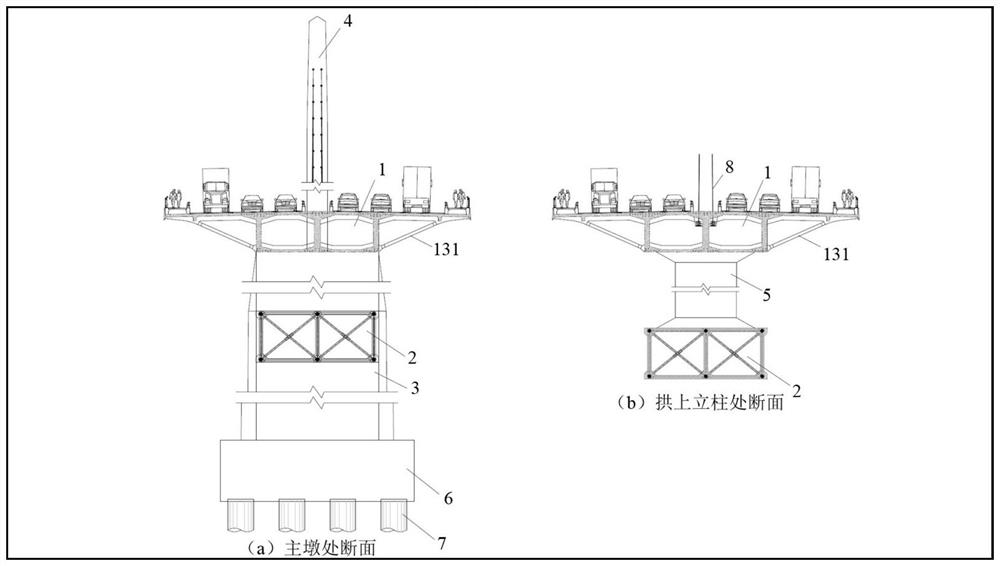 Large-span deck type cable auxiliary beam arch combined rigid frame bridge and construction method thereof