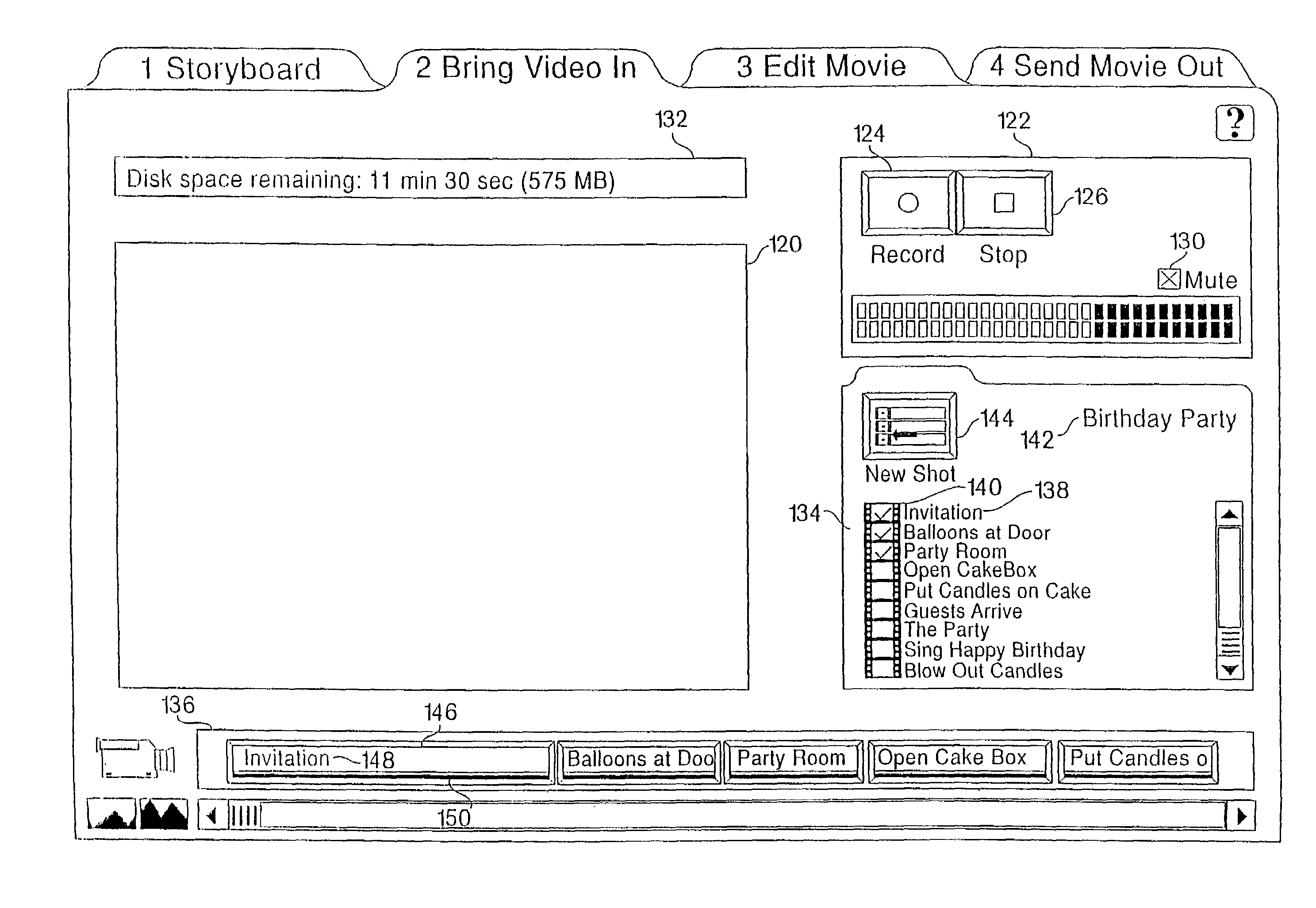 Graphical user interface for a motion video planning and editing system for a computer