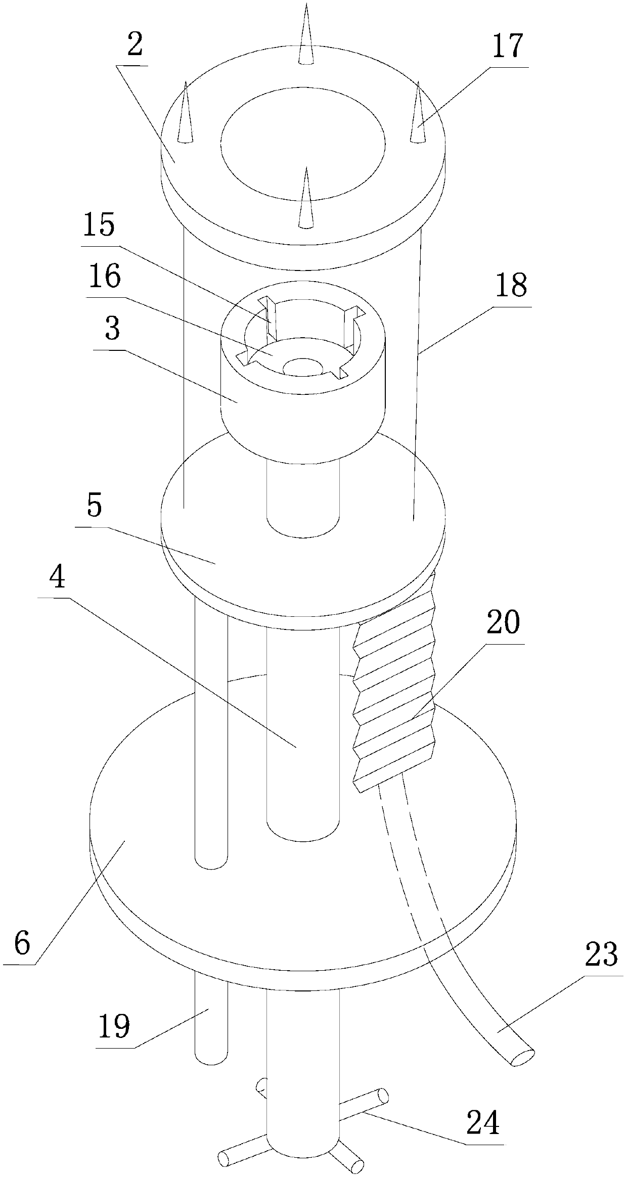 Embedded device for anchor discs for measuring the thickness of unstable layers of swelling and contracting soil slopes