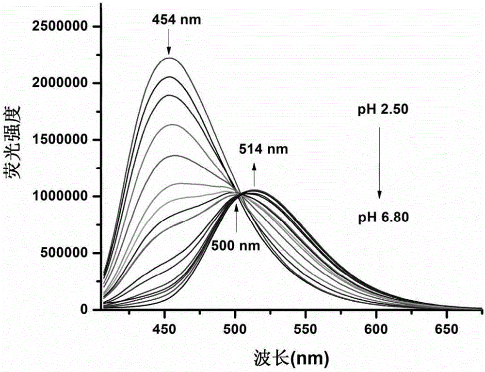 Two-photon lysosome pH fluorescence probe, preparation method thereof and application