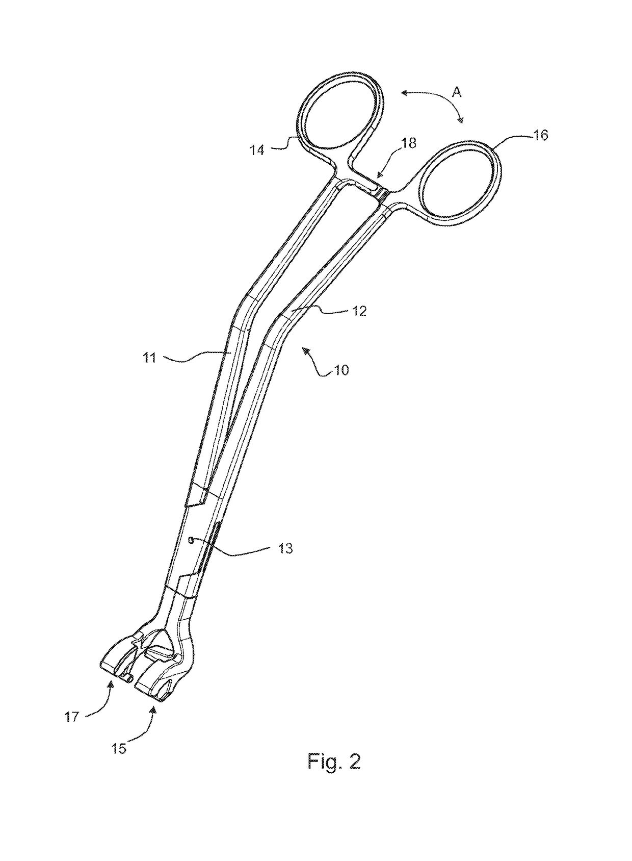 Surgical instrument for manipulating, positioning and fixing a surgical rod in relation to an implant
