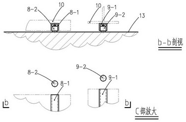 A device with upper and lower table moving forward and rotating