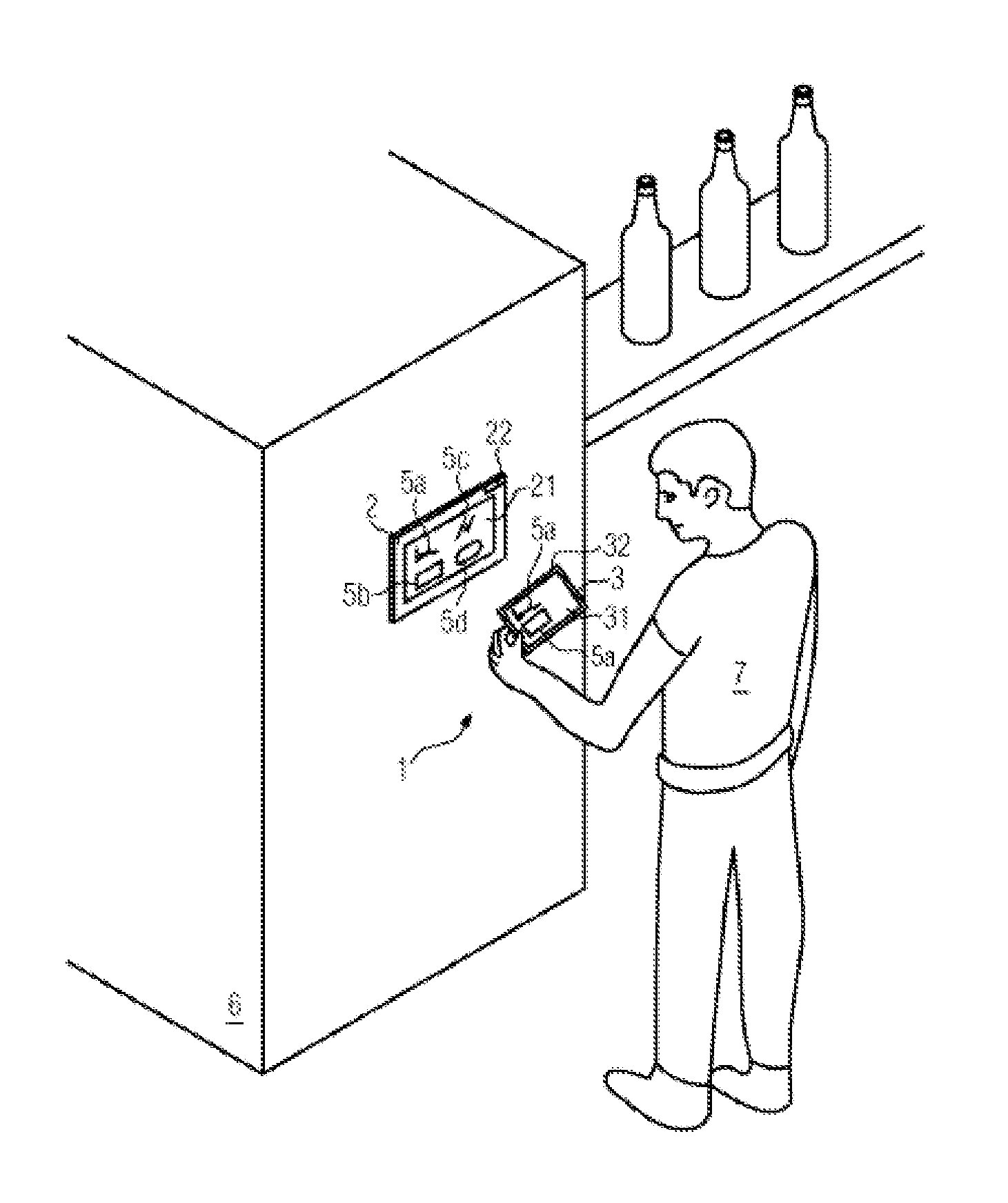 Operating system for a container handling machine, an operating device and a separate additional screen