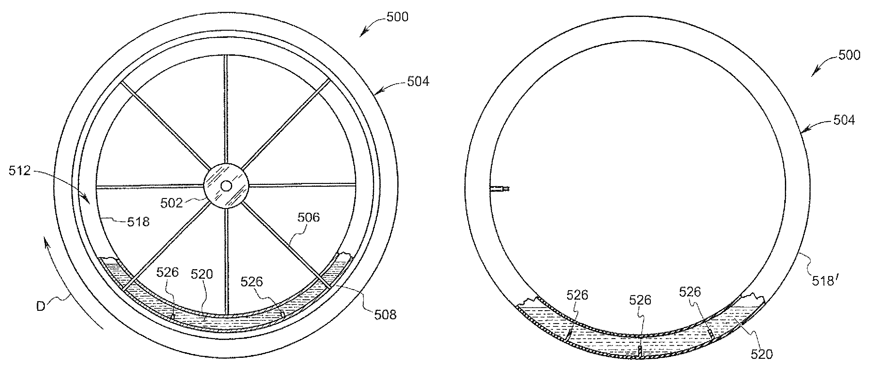 Momentum management in a wheel such as a traction wheel under a changing load