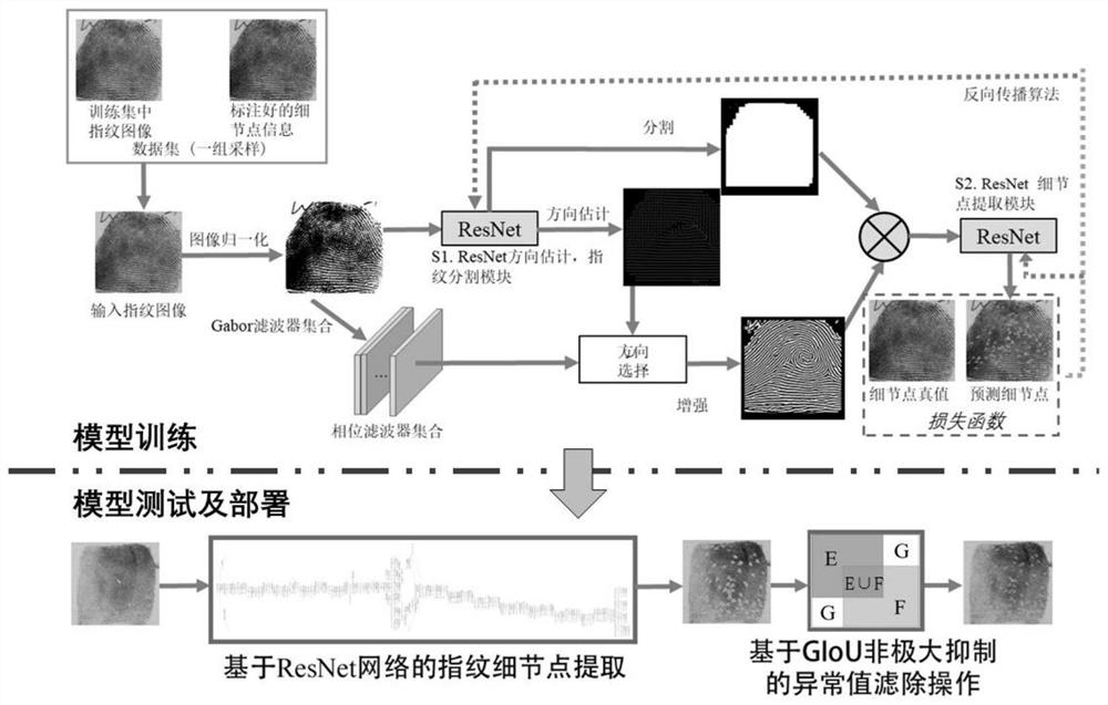 Full-automatic fingerprint detail feature extraction method and system