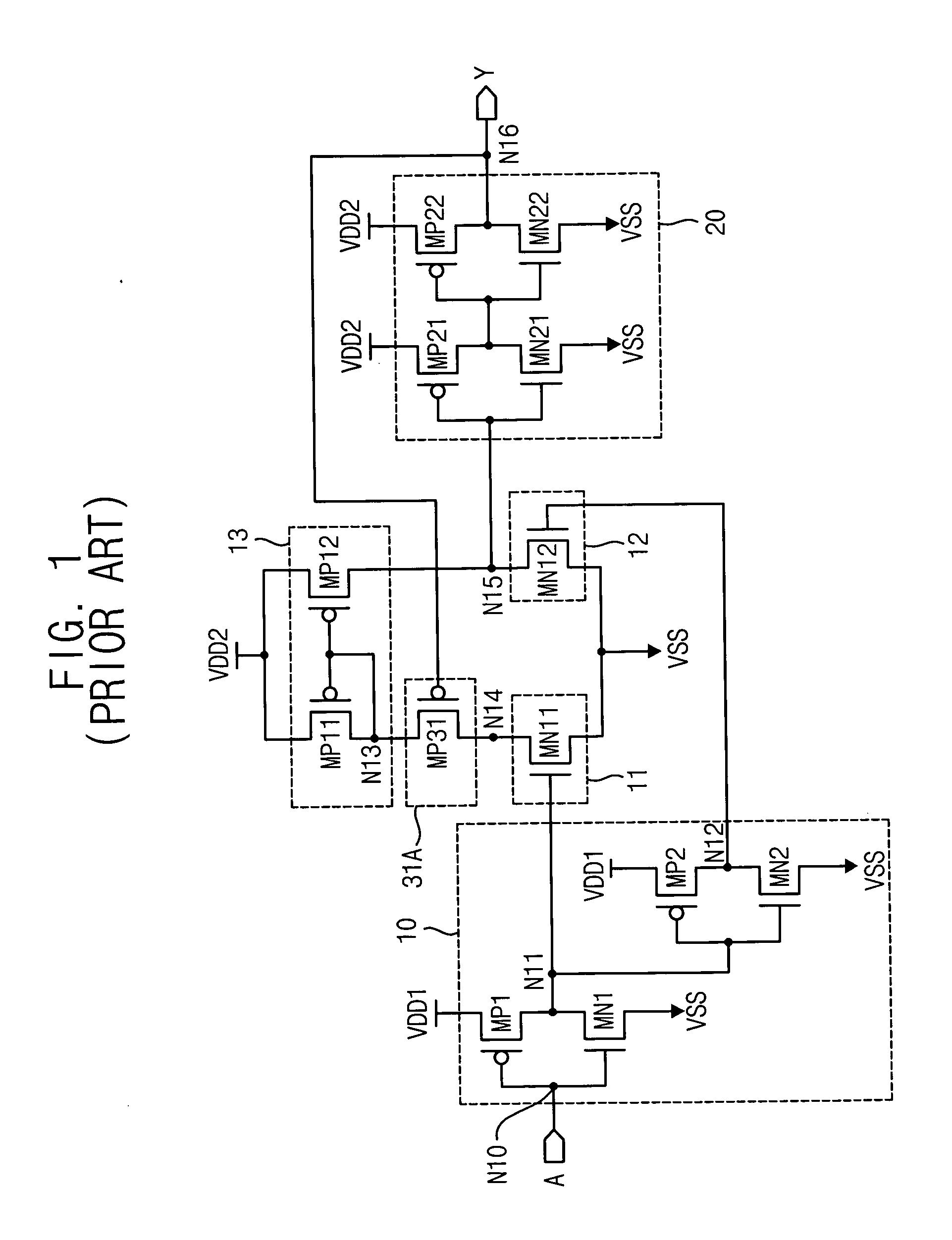 Digital circuits having current mirrors and reduced leakage current