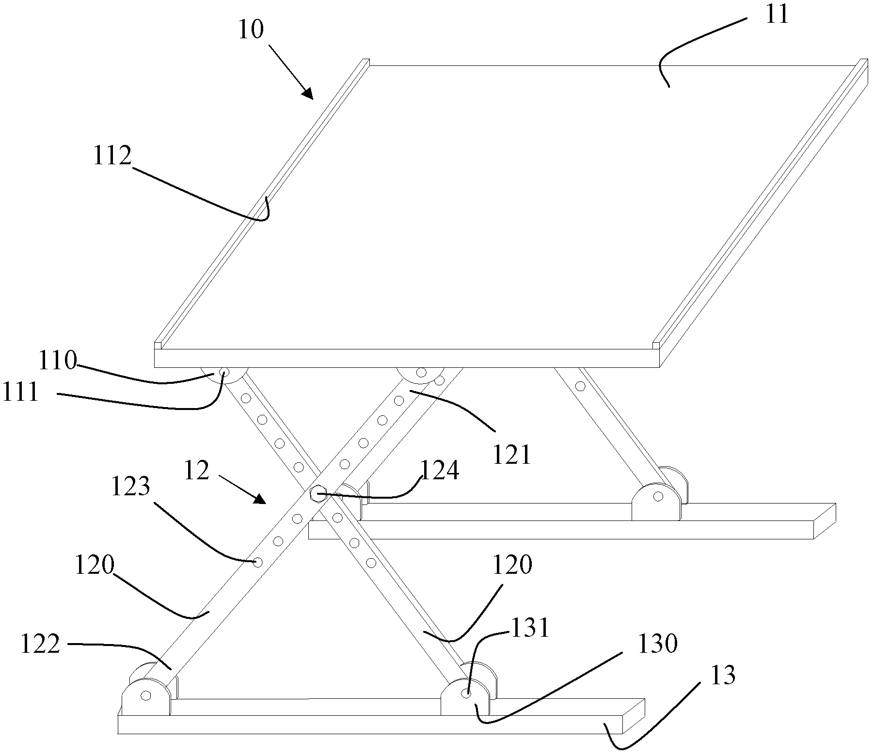 Table capable of realizing multi-angle regulation