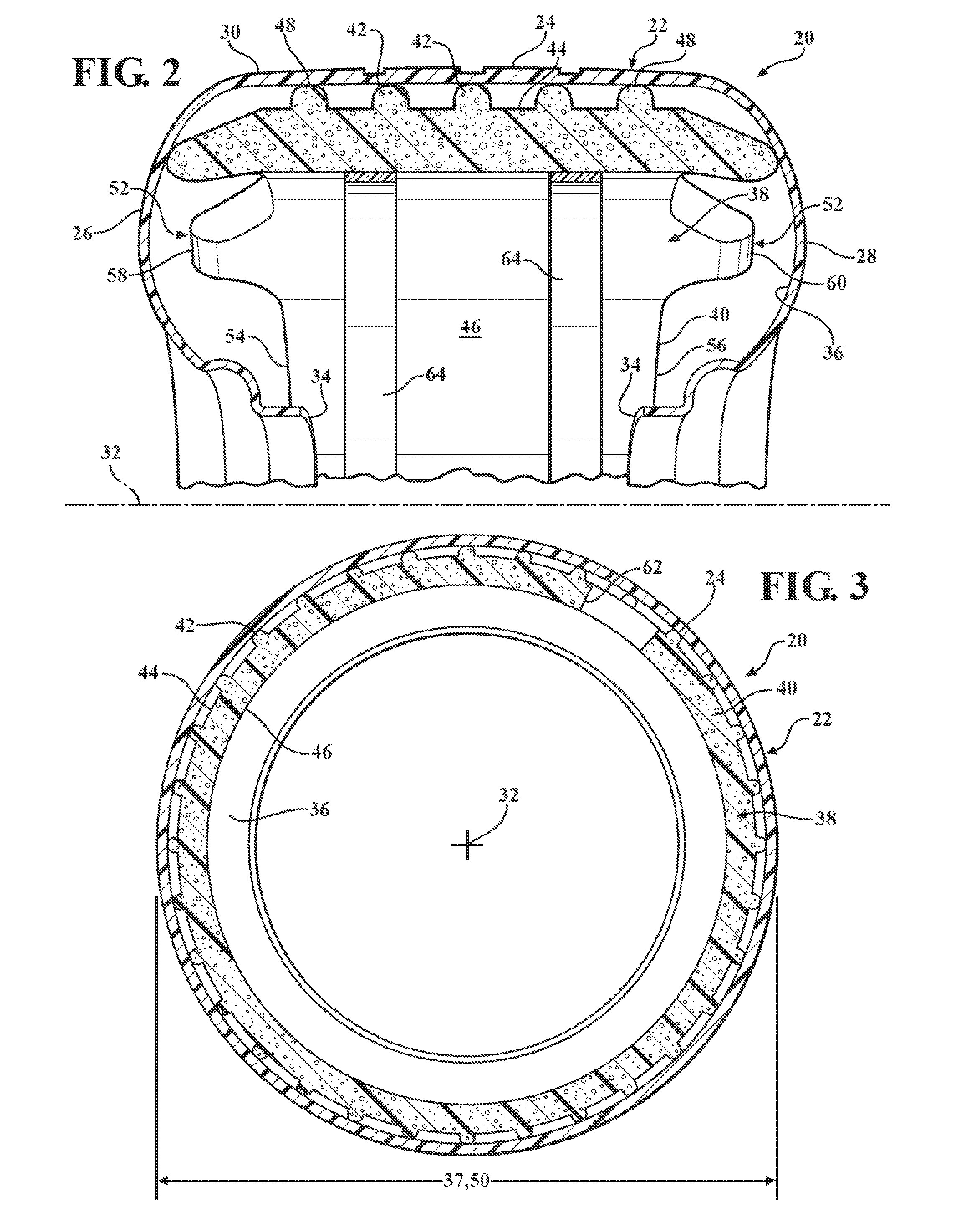 Acoustical core for absorbing noise within a tire interior cavity