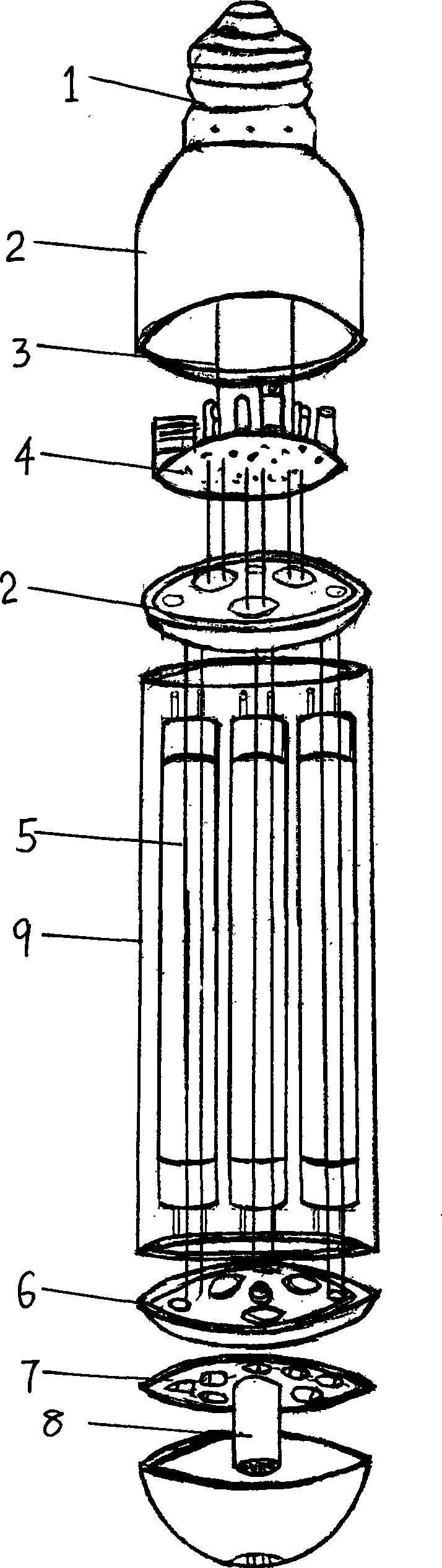 Pipe-in-pipe anion energy-saving lamp tube device