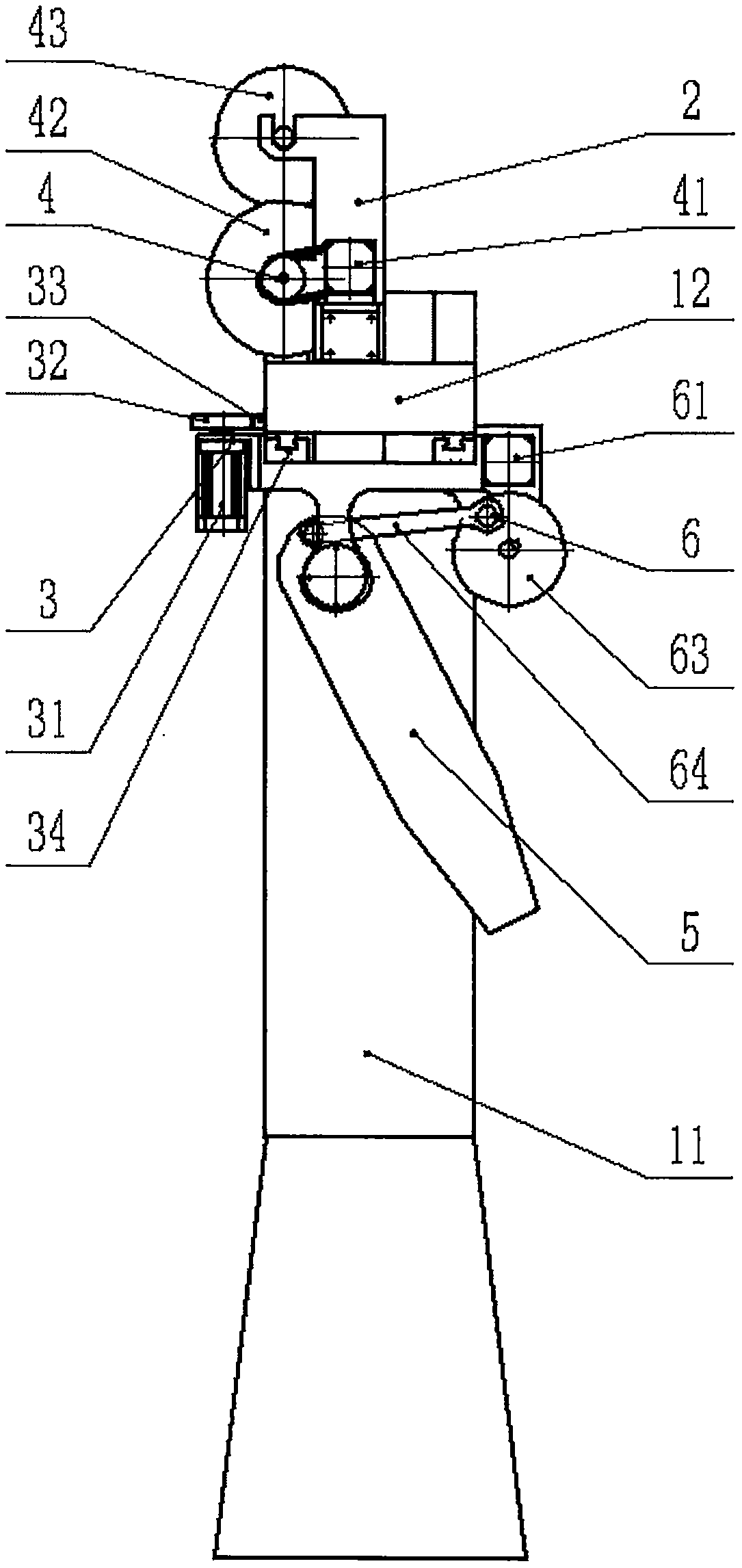 Stand column cantilever type yarn placement machine for chemical fiber spinning yarn